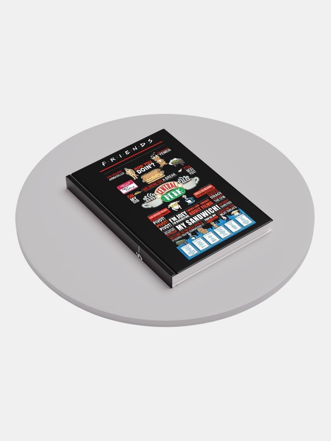 

macmerise Friends Favorites Printed Hard Cover A5 Ruled Notebook, Black