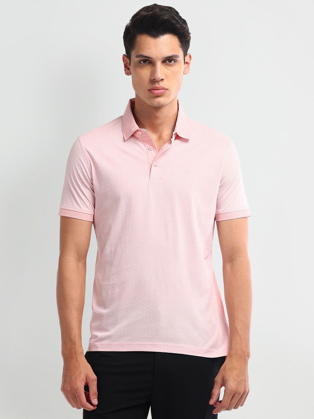 

Arrow Men Solid Polo Collar Cotton T-Shirt, Pink
