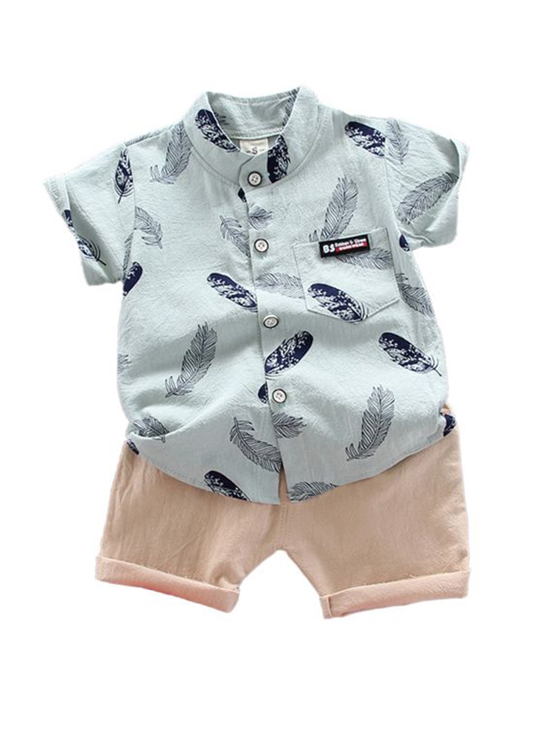 

StyleCast x Revolte Boys Printed Pure Cotton Shirt with Shorts, Green