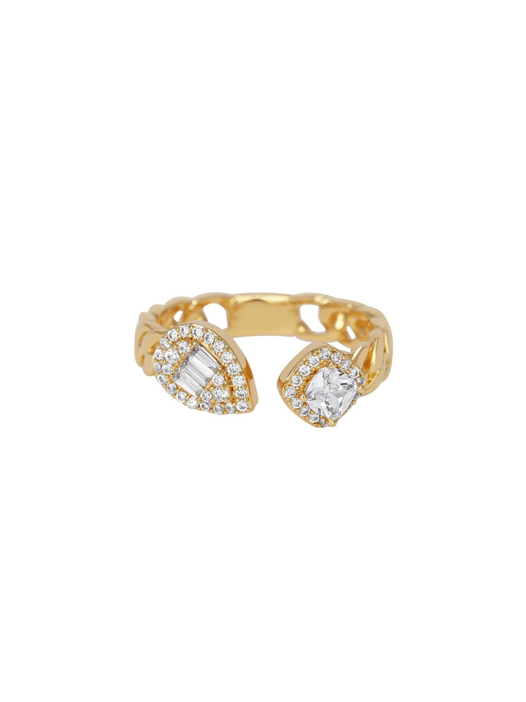 

WRAPGAME INDIA Cubic Zirconia Studded Finger Ring, Gold