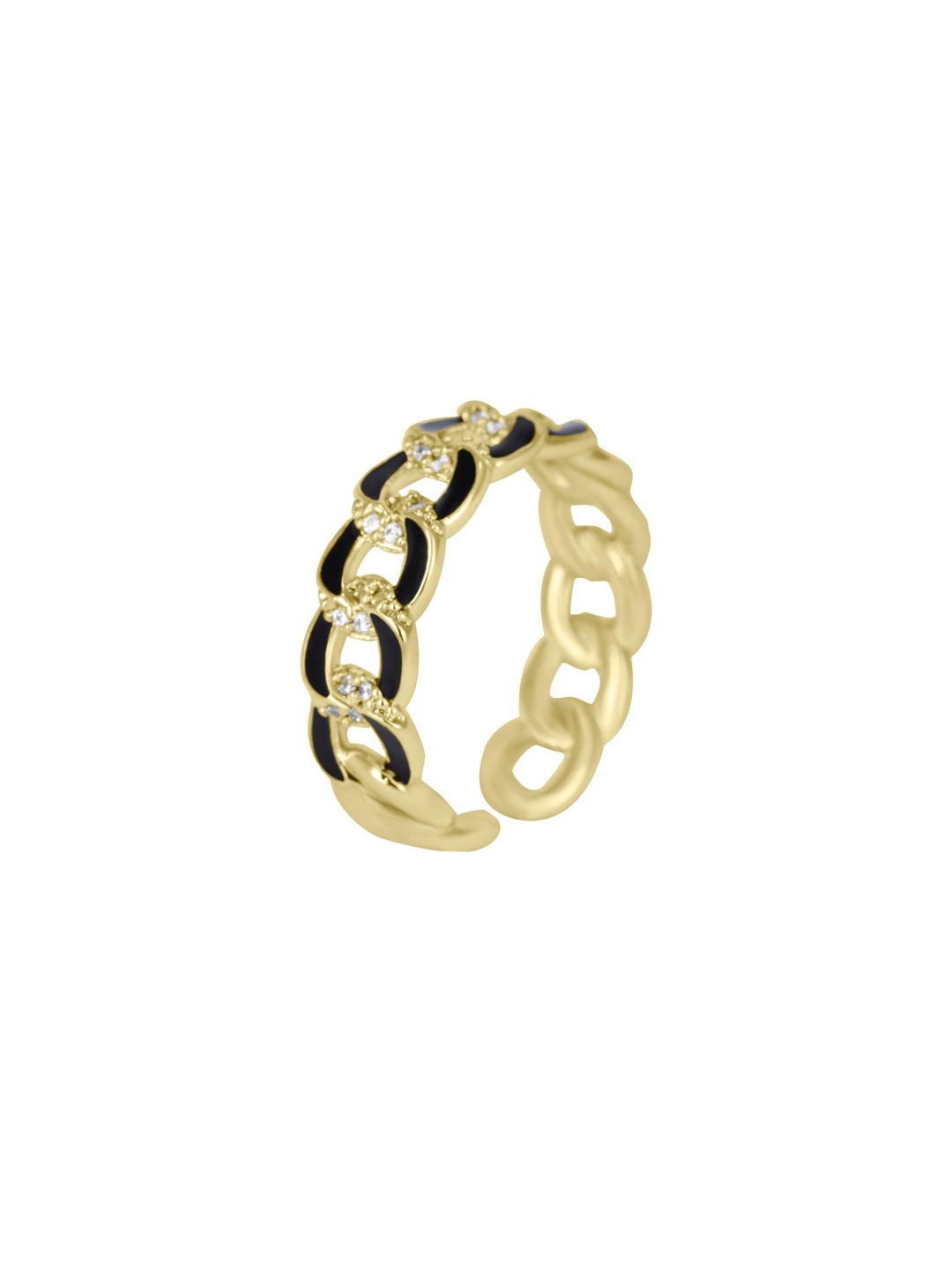 

WRAPGAME INDIA Rhodium-Plated Cubic Zirconia Stone Studded Finger Ring, Gold