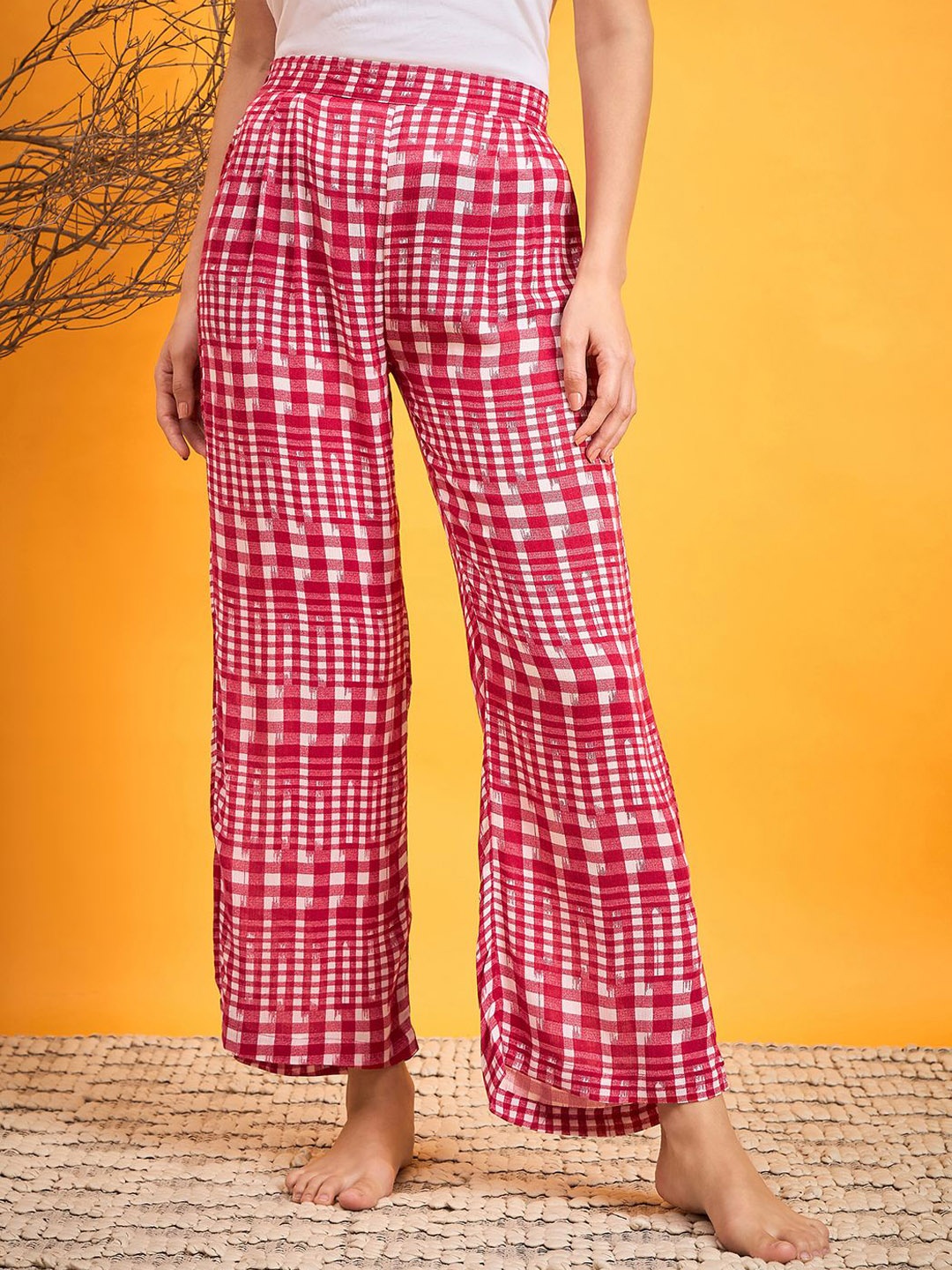 

The Kaftan Women Company Checked Lounge Pants, Red