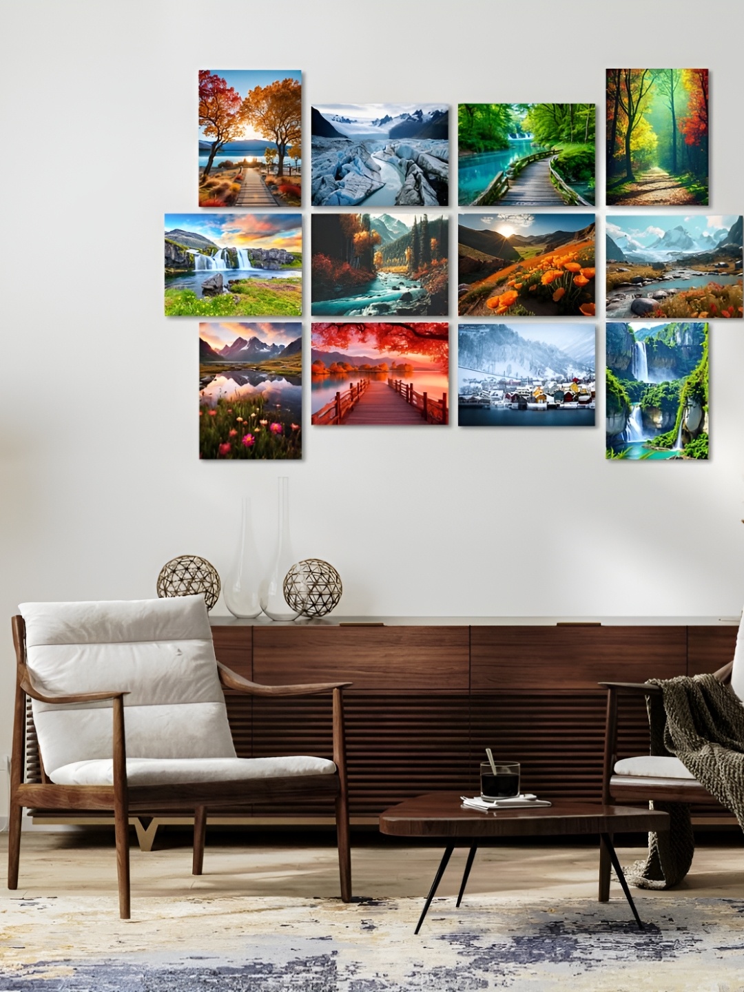 

CVANU Multicoloured 12 Pieces Paper Wall Art, Multi