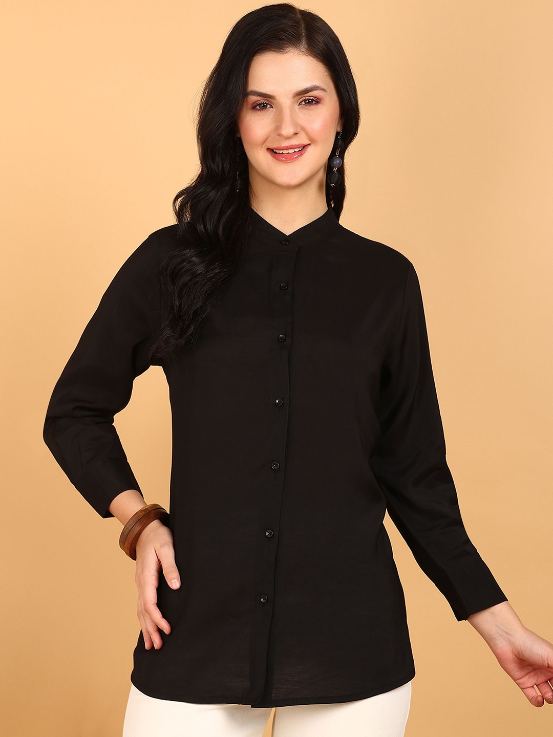 

FUBAR Shirt Style Top, Black