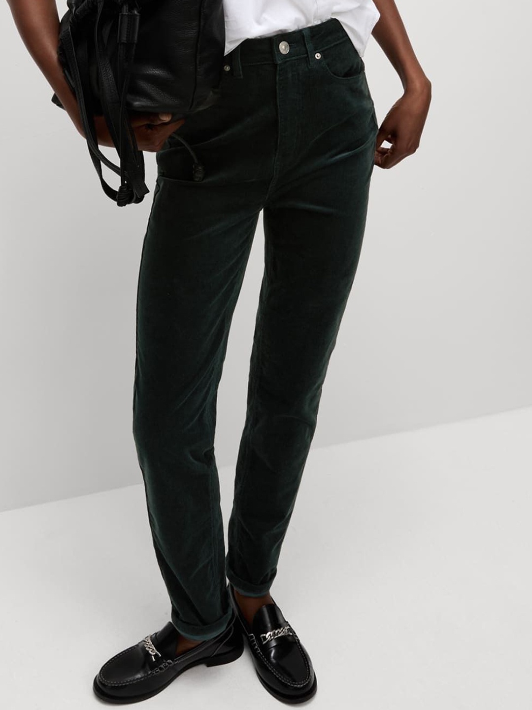

Marks & Spencer Women Solid Straight Fit High-Rise Trousers, Green
