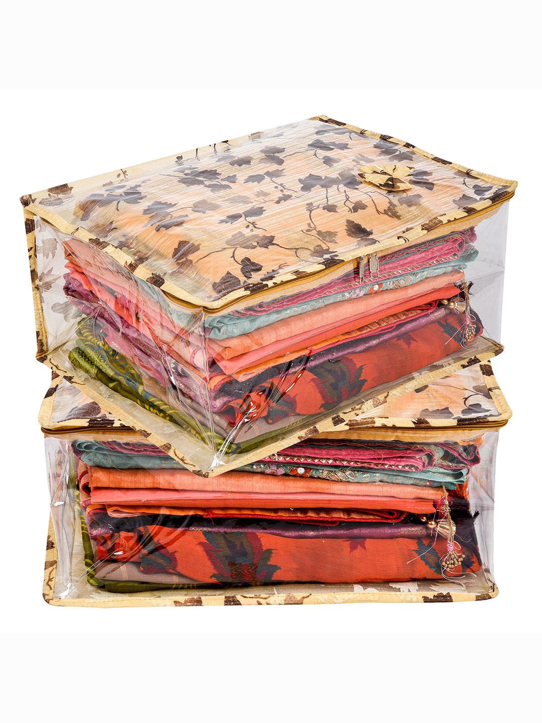 

Kuber Industries Gold-Toned & Brown 2 Pieces Multi-Utility Organisers