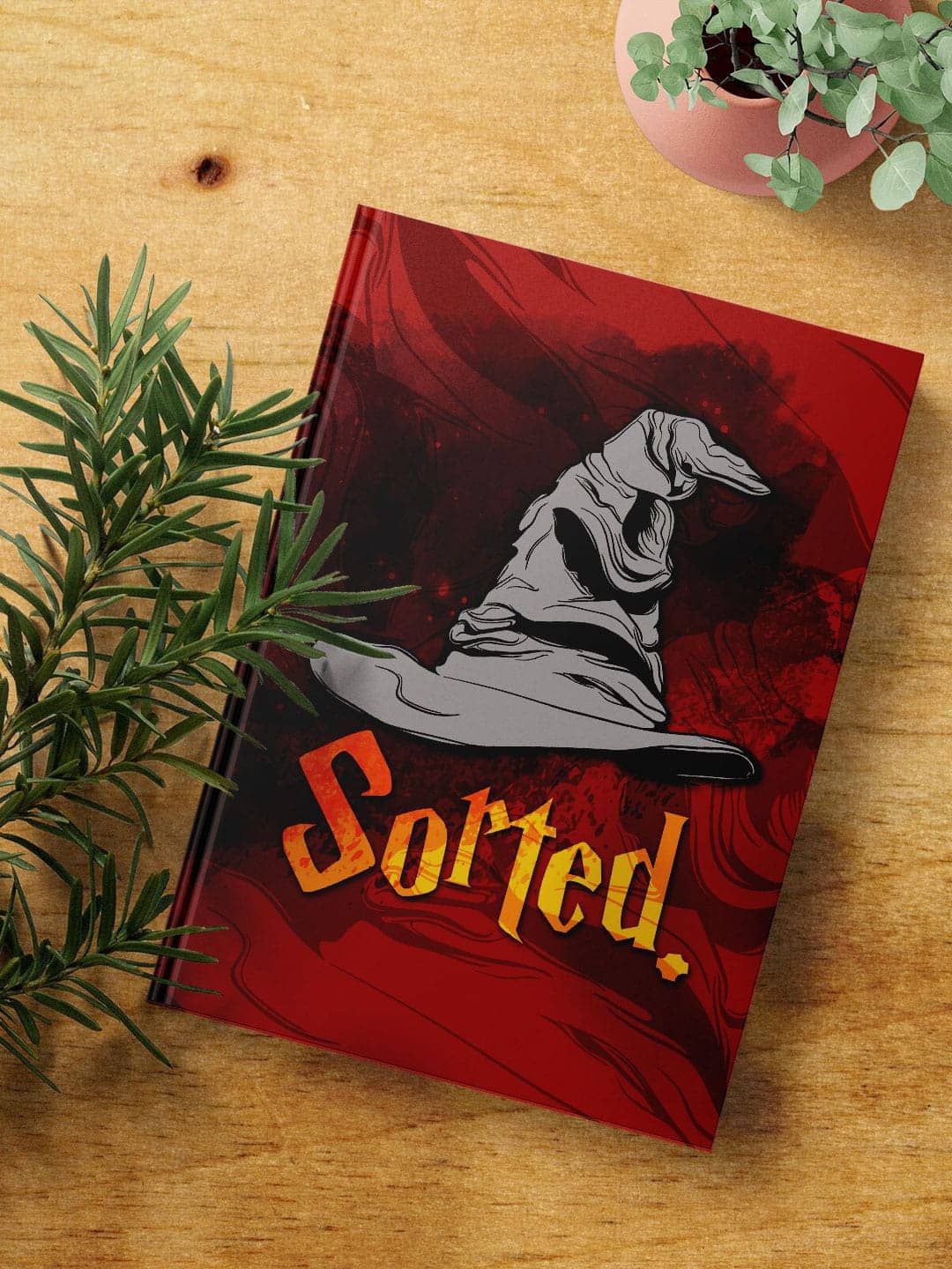 

macmerise Maroon & Yellow Sorting Hat Printed A5 Ruled Notebook