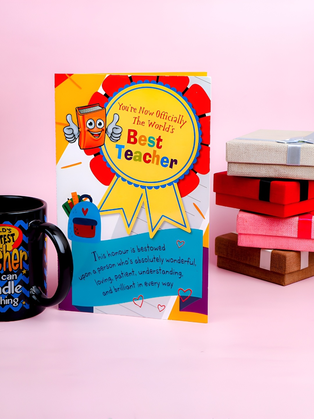 

Archies Black & Blue Teachers Day Printed Glossy Ceramic Mug & Greeting Card