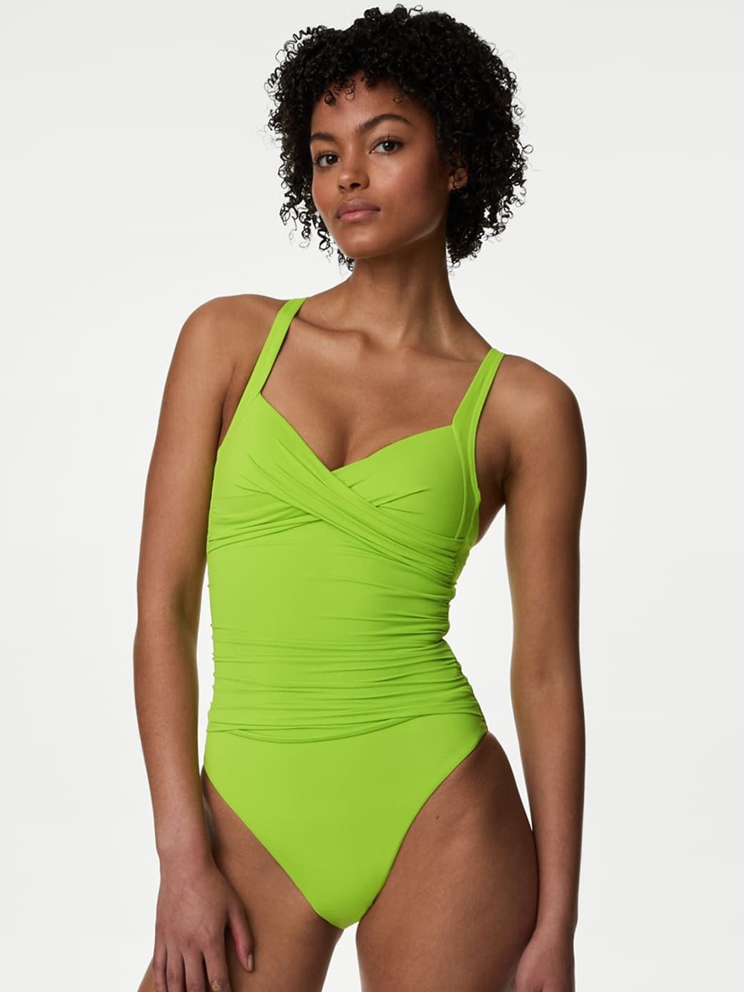 

Marks & Spencer V-Neck Ruched Bodysuit, Lime green