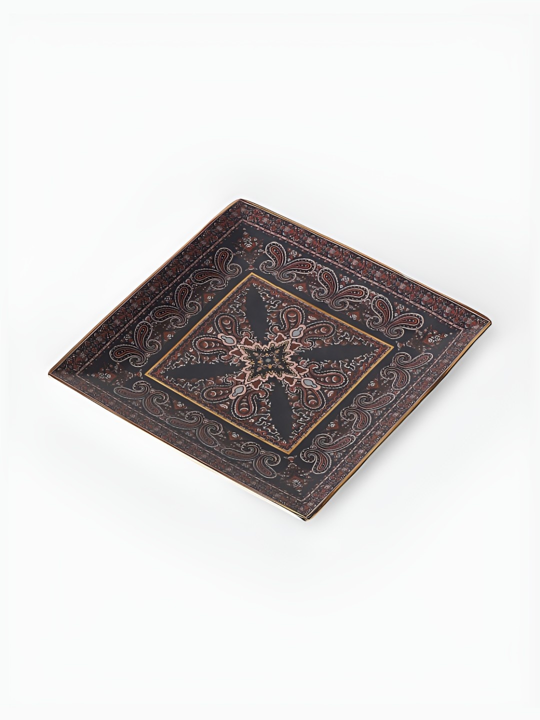 

Ritu Kumar Blue & Brown Floral Printed Food Platter