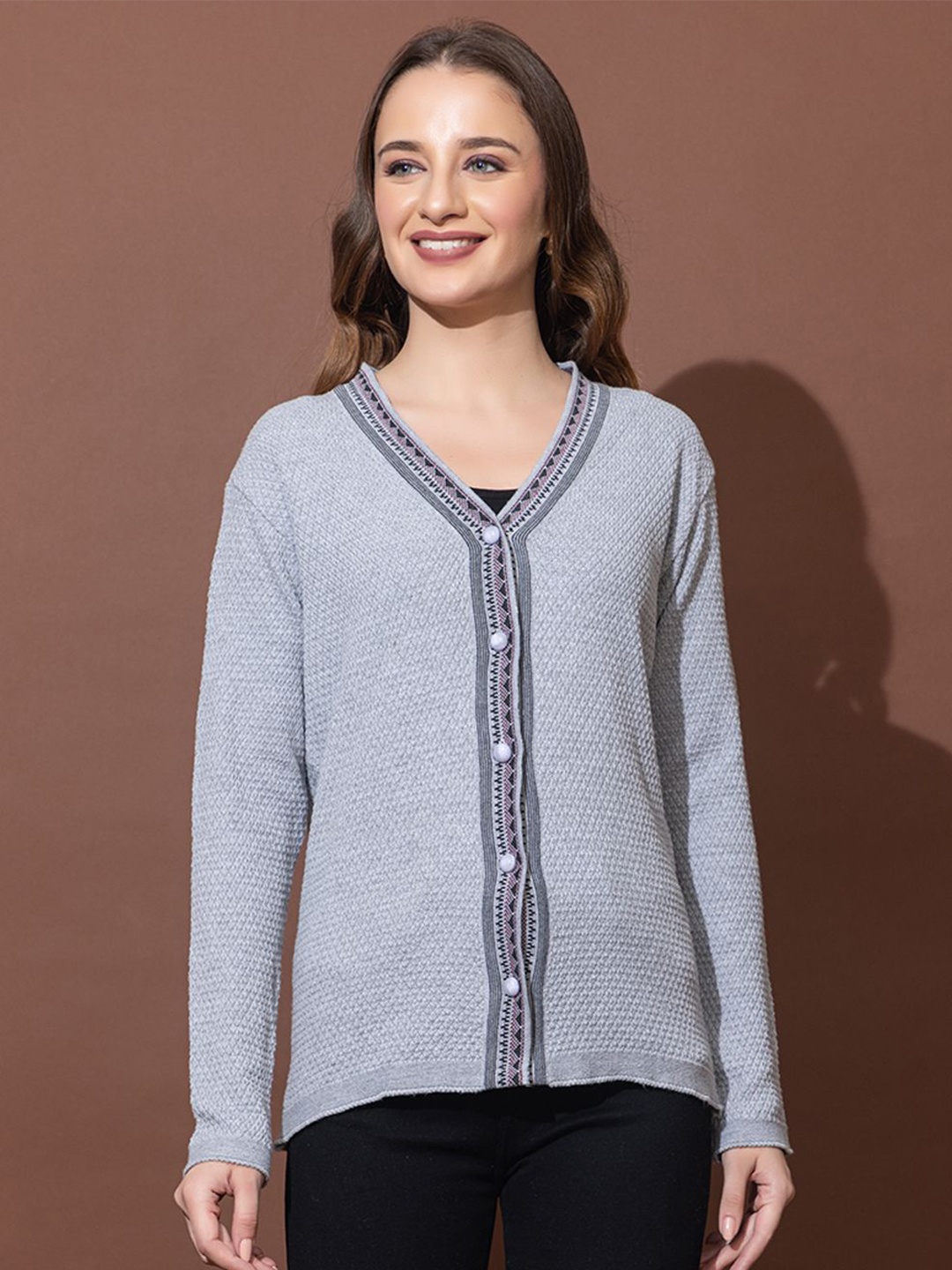 

Anouk Women Cable Knit Cardigan, Grey