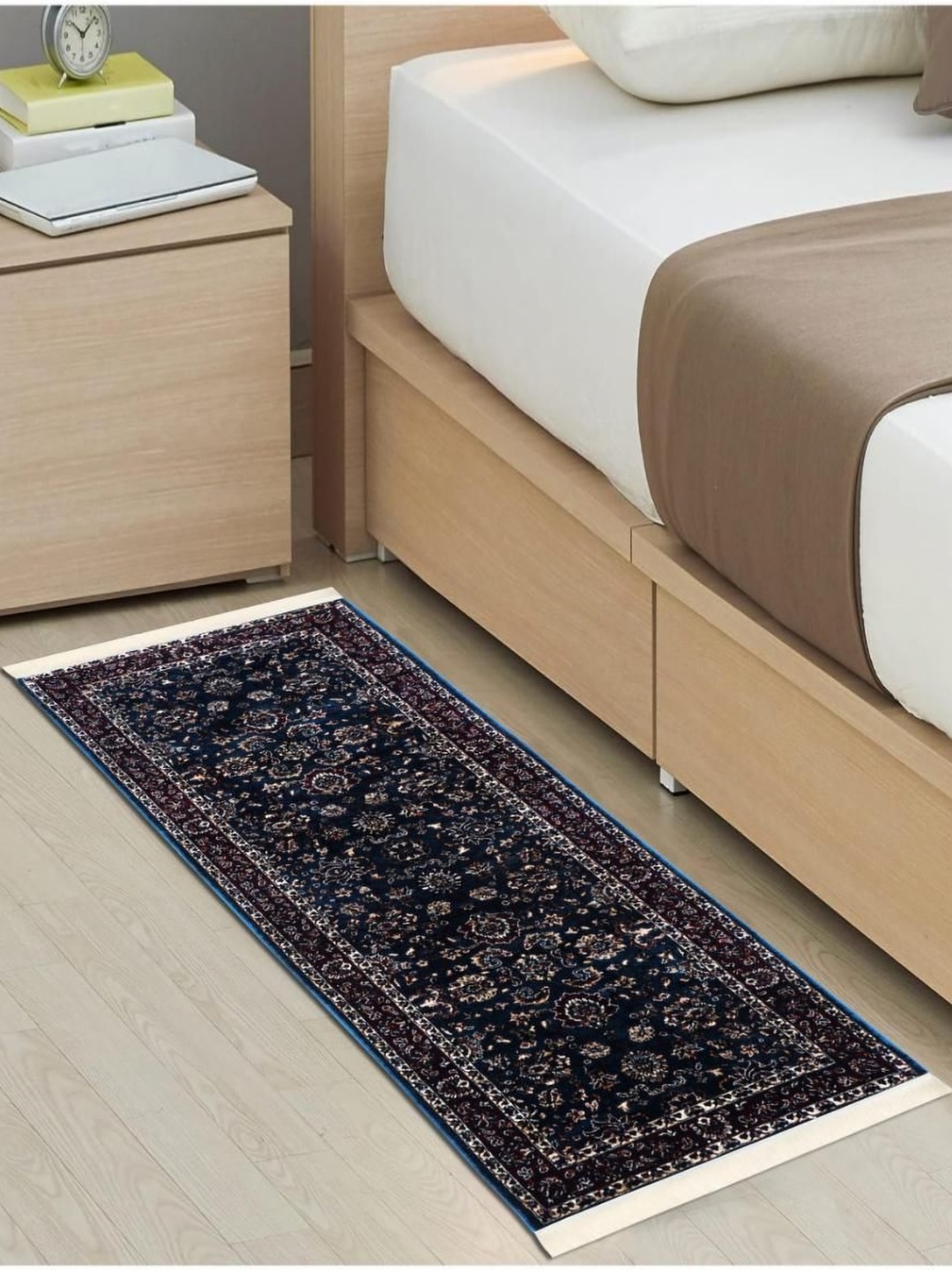 

MODEFE Blue & Beige Floral Anti-Skid Nylon Runner
