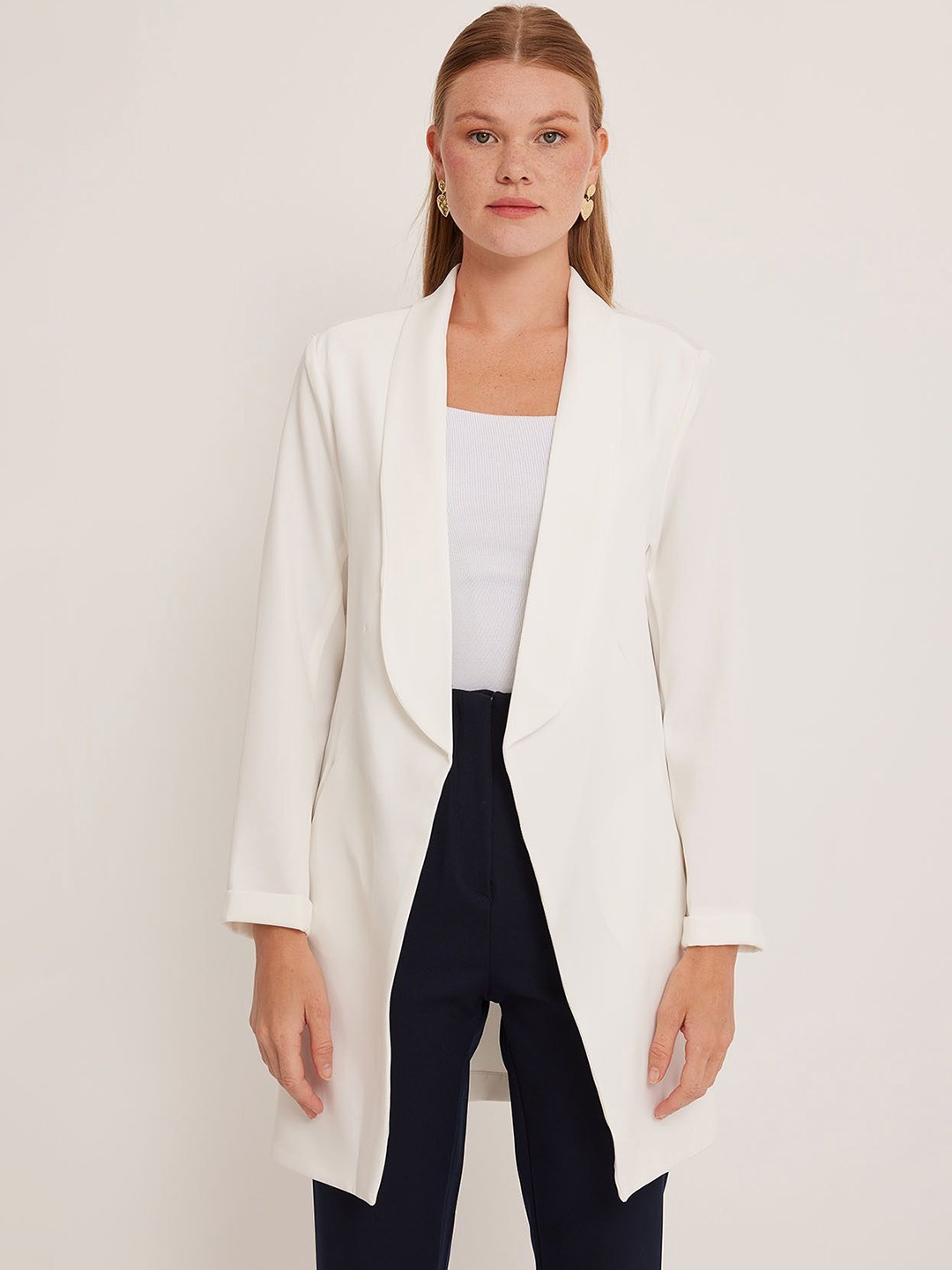 

BIGDART Women Longline Open Front Jacket, Na