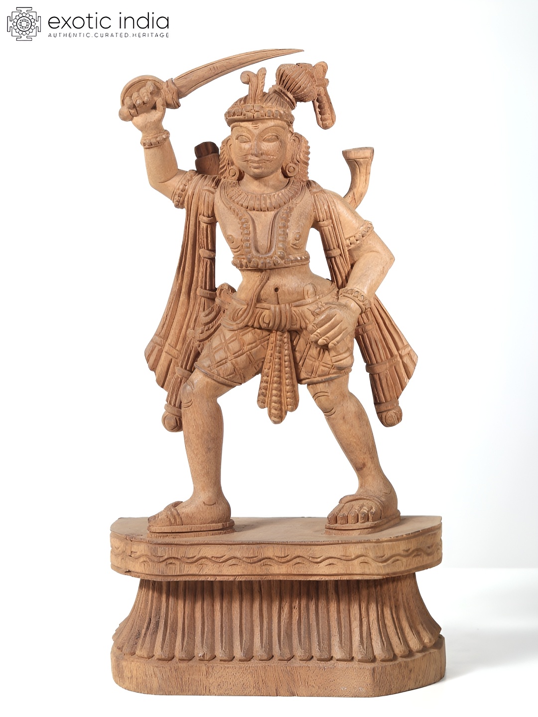 

Exotic India Brown Madurai Veeran Wooden Religious Idol Showpiece