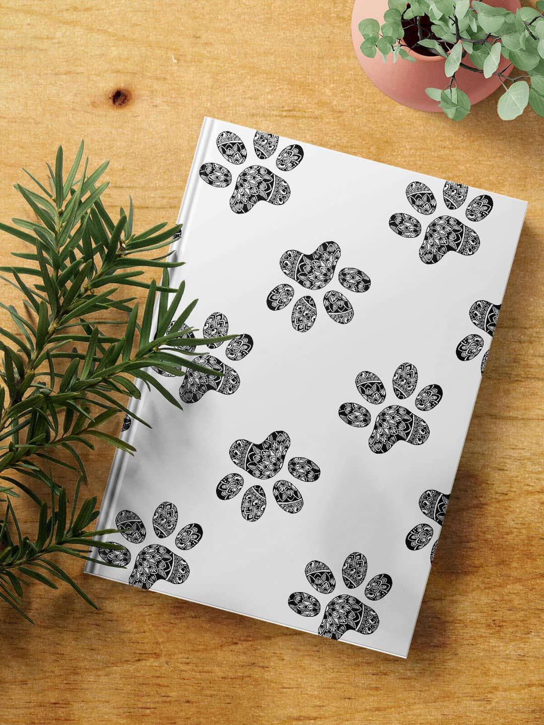 

macmerise Paws Printed A5 Ruled Hard Cover Notebook, White