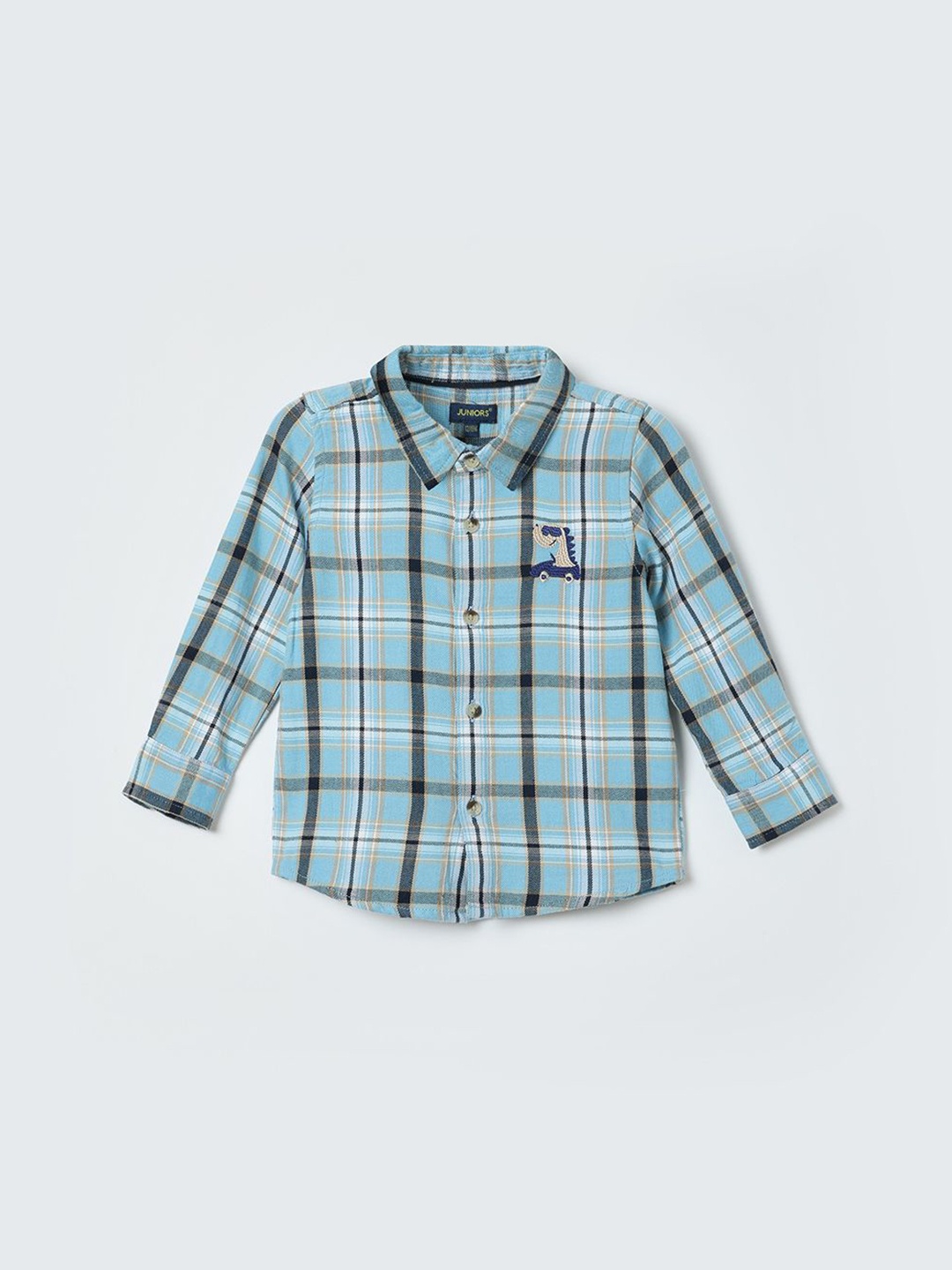 

Juniors by Lifestyle Boys Cutaway Collar Tartan Checked Cotton Casual Shirt, Blue