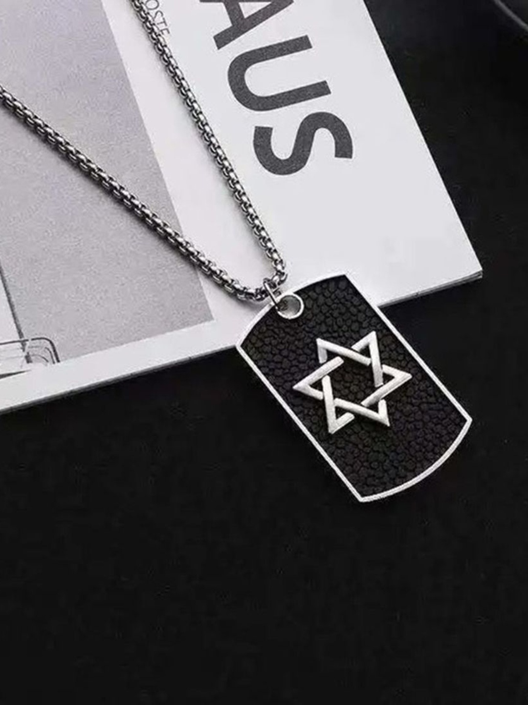 

Saizen Men Stainless Steel Silver-Plated Contemporary Antique Pendant With Chain