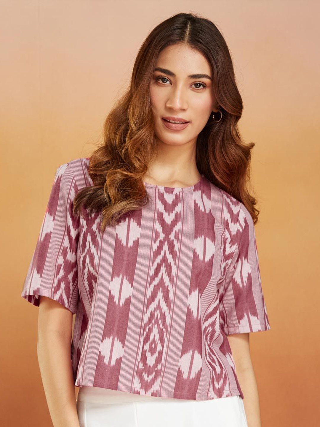 

Fabindia Print Cotton Top, Pink