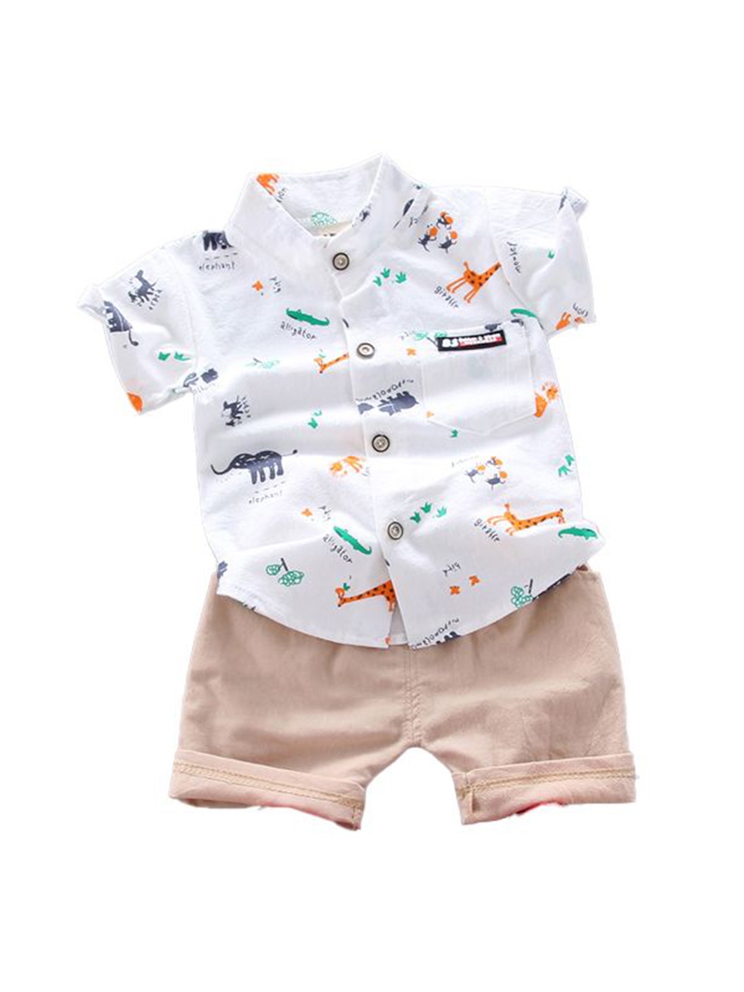 

StyleCast x Revolte Boys Printed Pure Cotton Shirt with Shorts, White