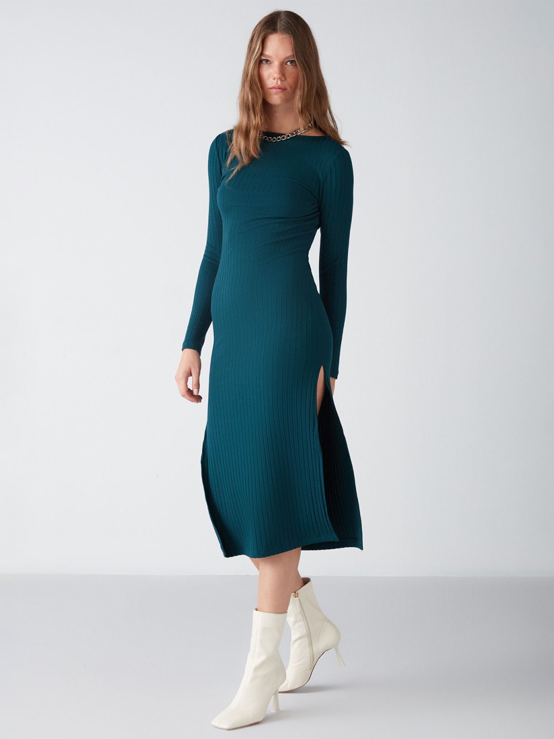 

GRIMELANGE Women A-Line Midi Dress, Green