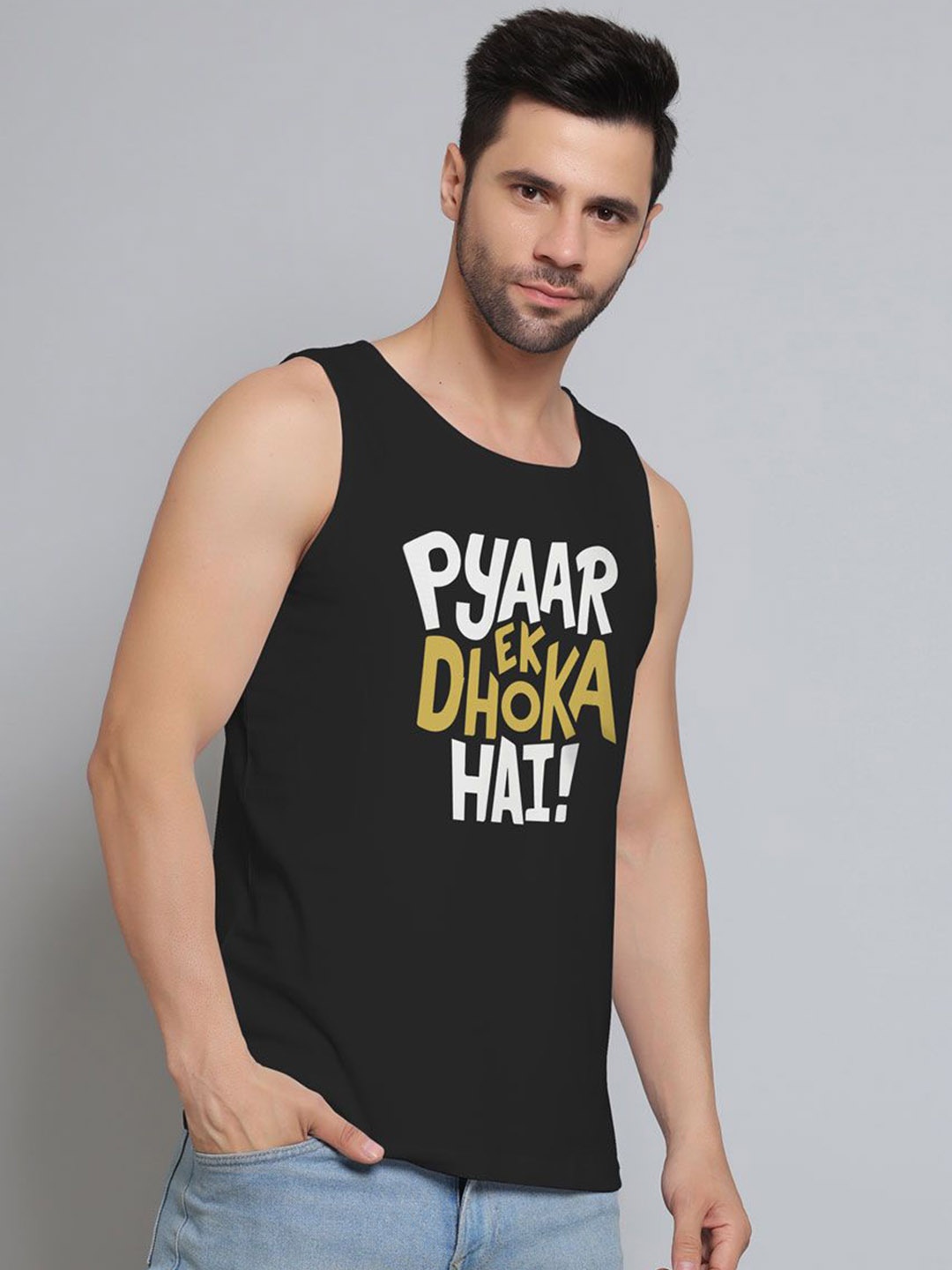 

DAB SHARK Printed Cotton Sleeveless Gym Vest DS-SDO-036-BK-XS-Black