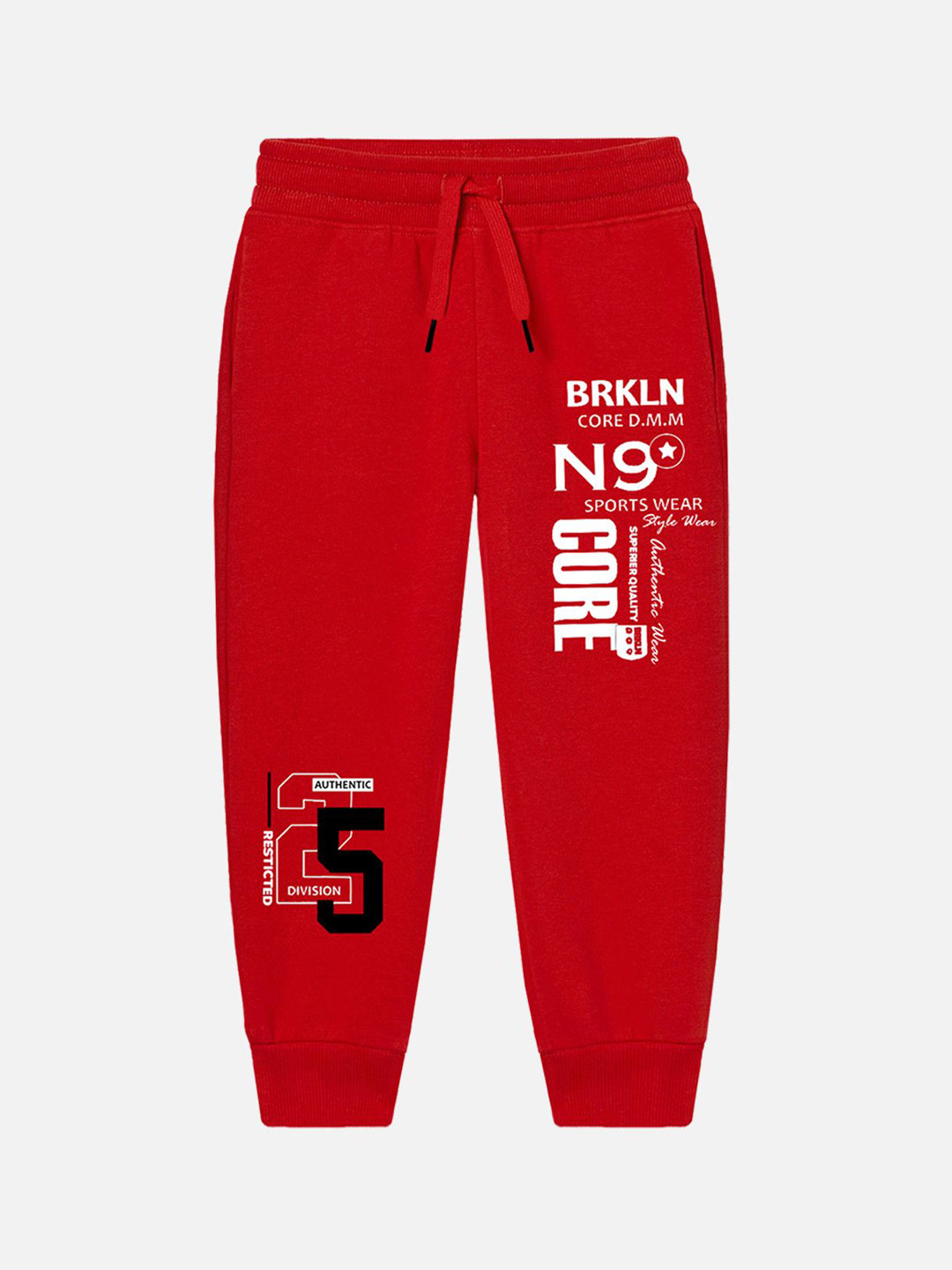 

YK X Trampoline Kids Typography Cotton Mid Rise Jogger, Red