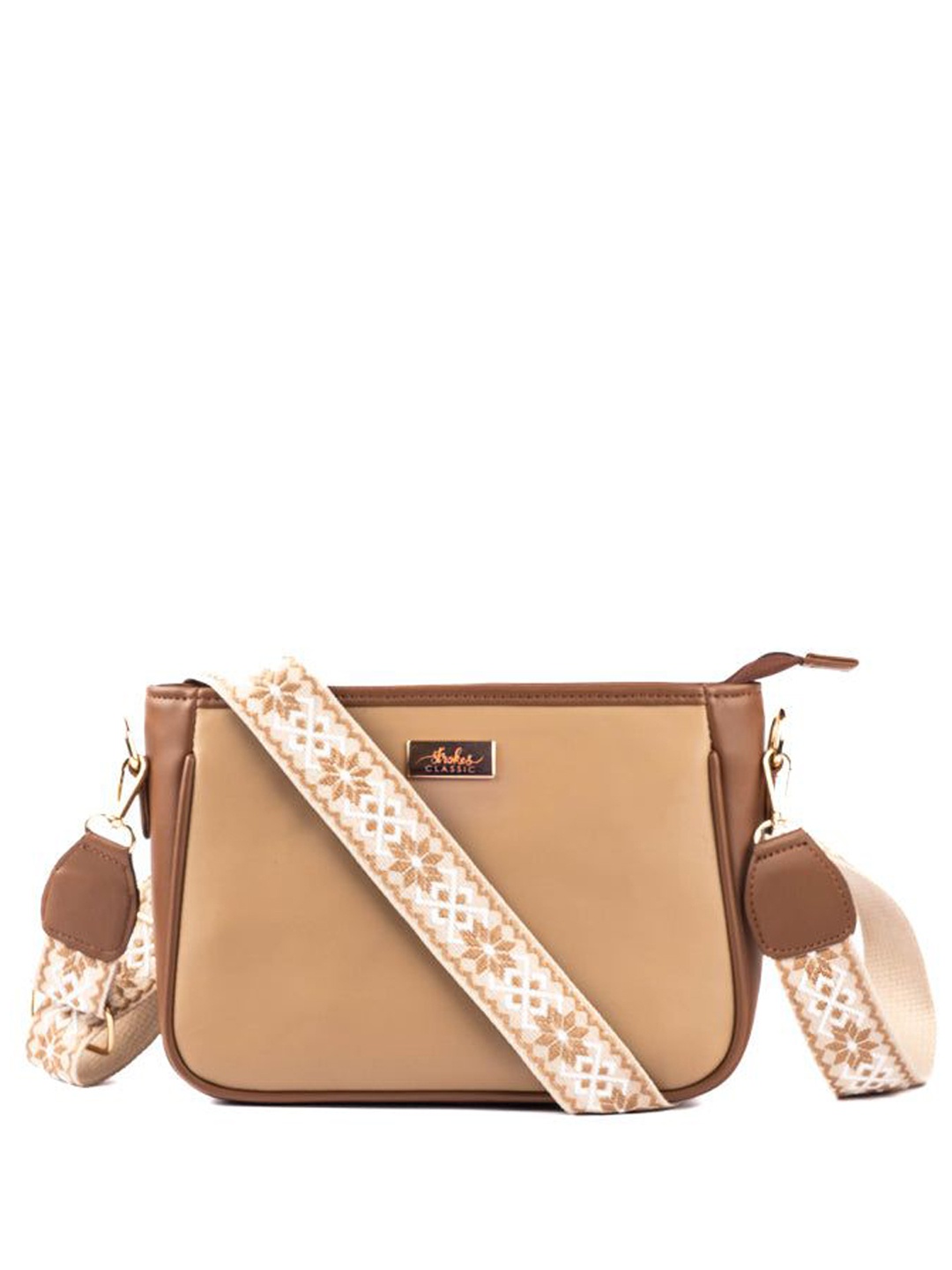 

Strokes by Namrata Mehta PU Structured Sling Bag, Tan