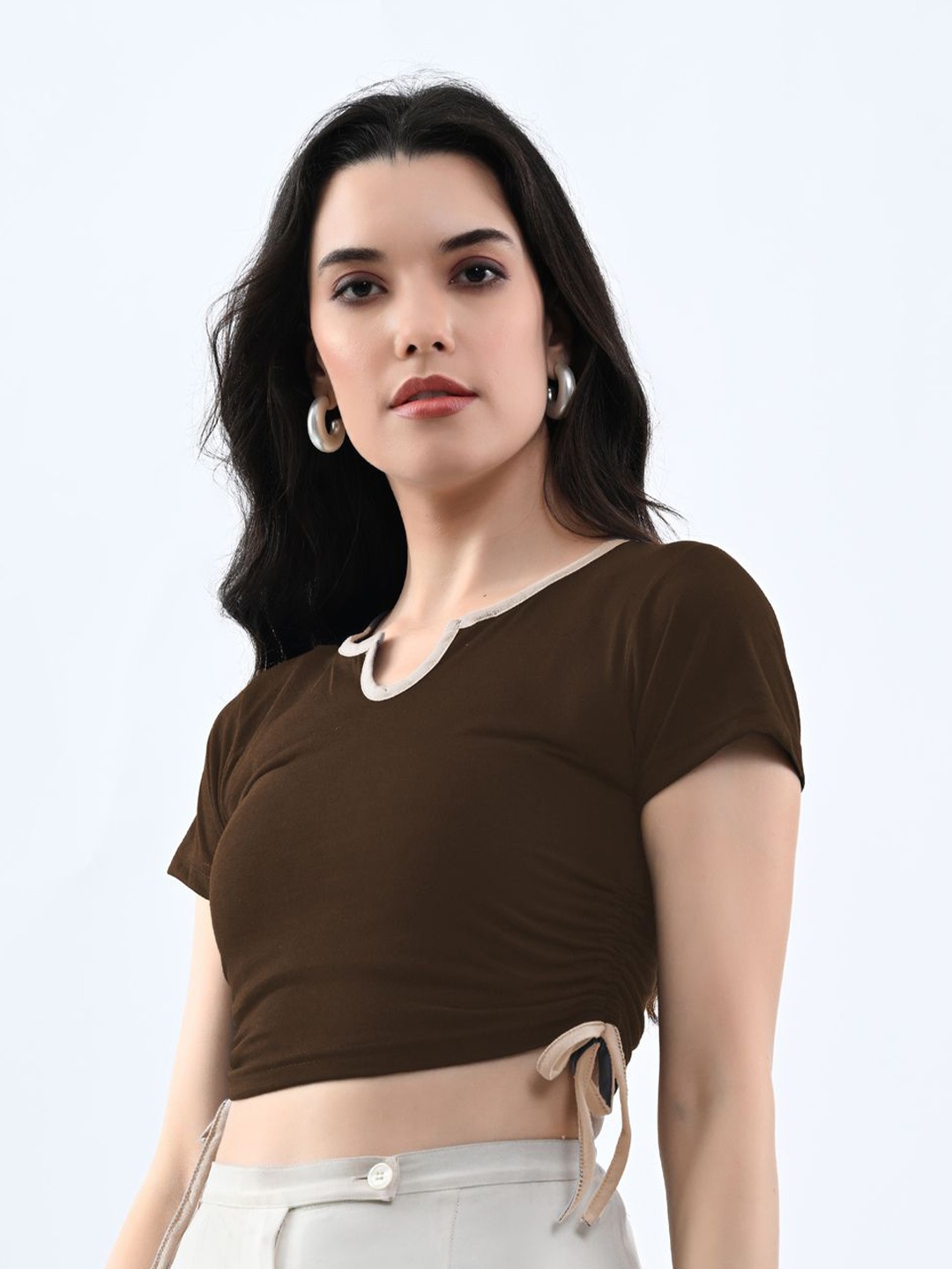 

Genzy Cotton Tiered Top, Brown