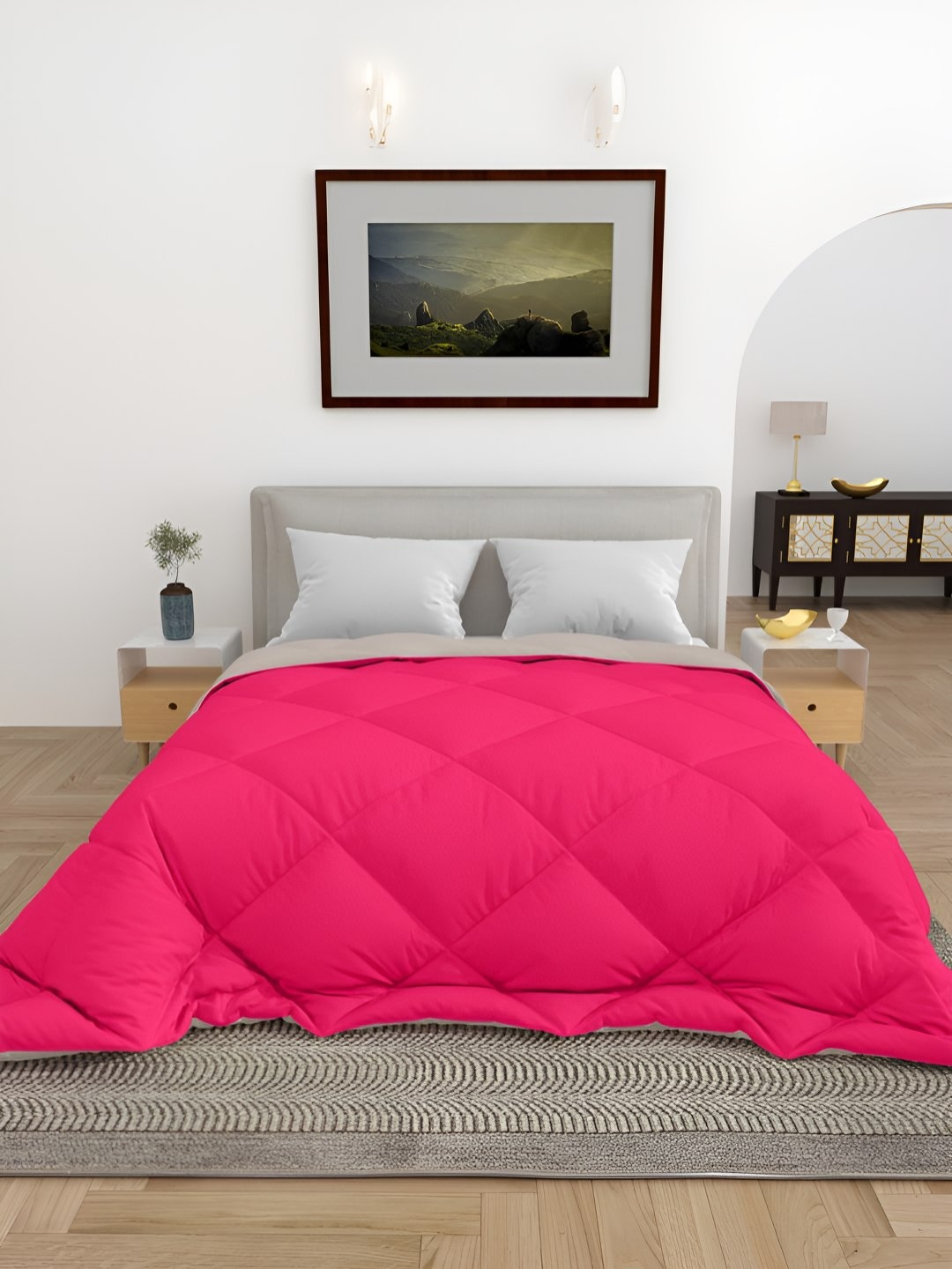 

tundwal's Pink & Off White Heavy Winter Double Bed Comforter