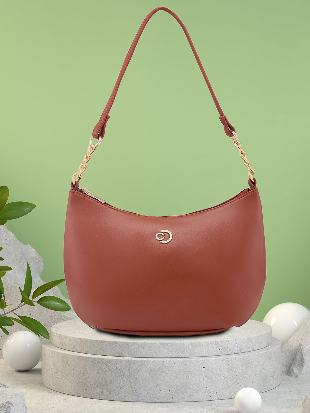 

Caprese Half Moon Shoulder Bag with Tasselled, Tan