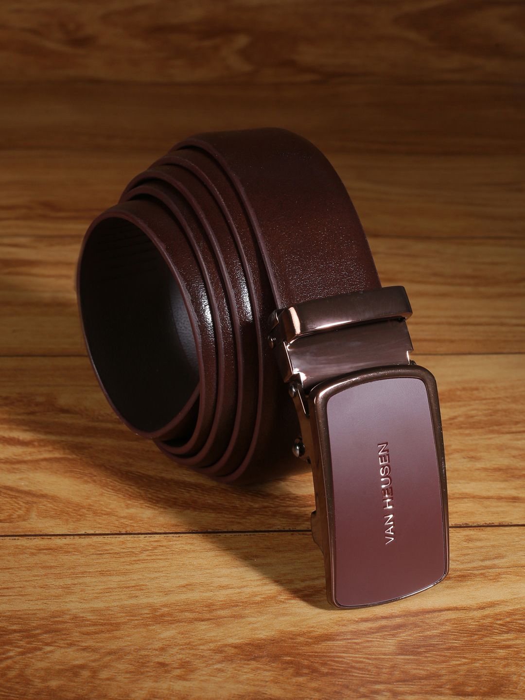 

Van Heusen Men Textured Leather slider Buckle Closure Formal Belt, Brown