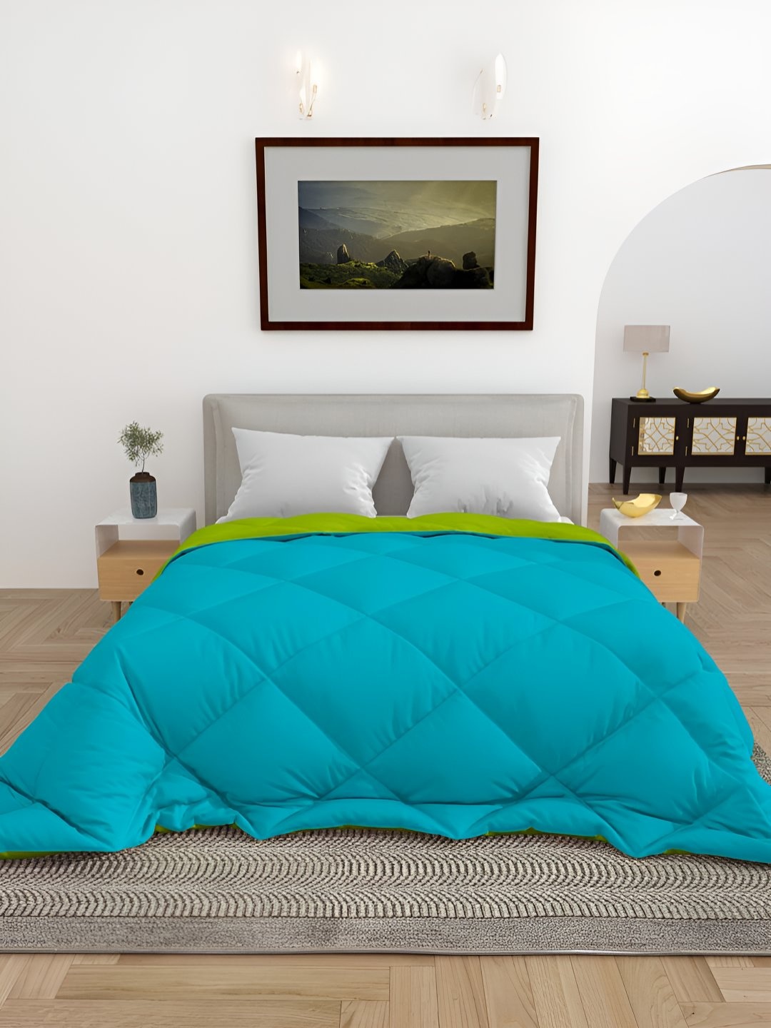

tundwal's Green & Blue Geometric Heavy Winter Double Bed Comforter