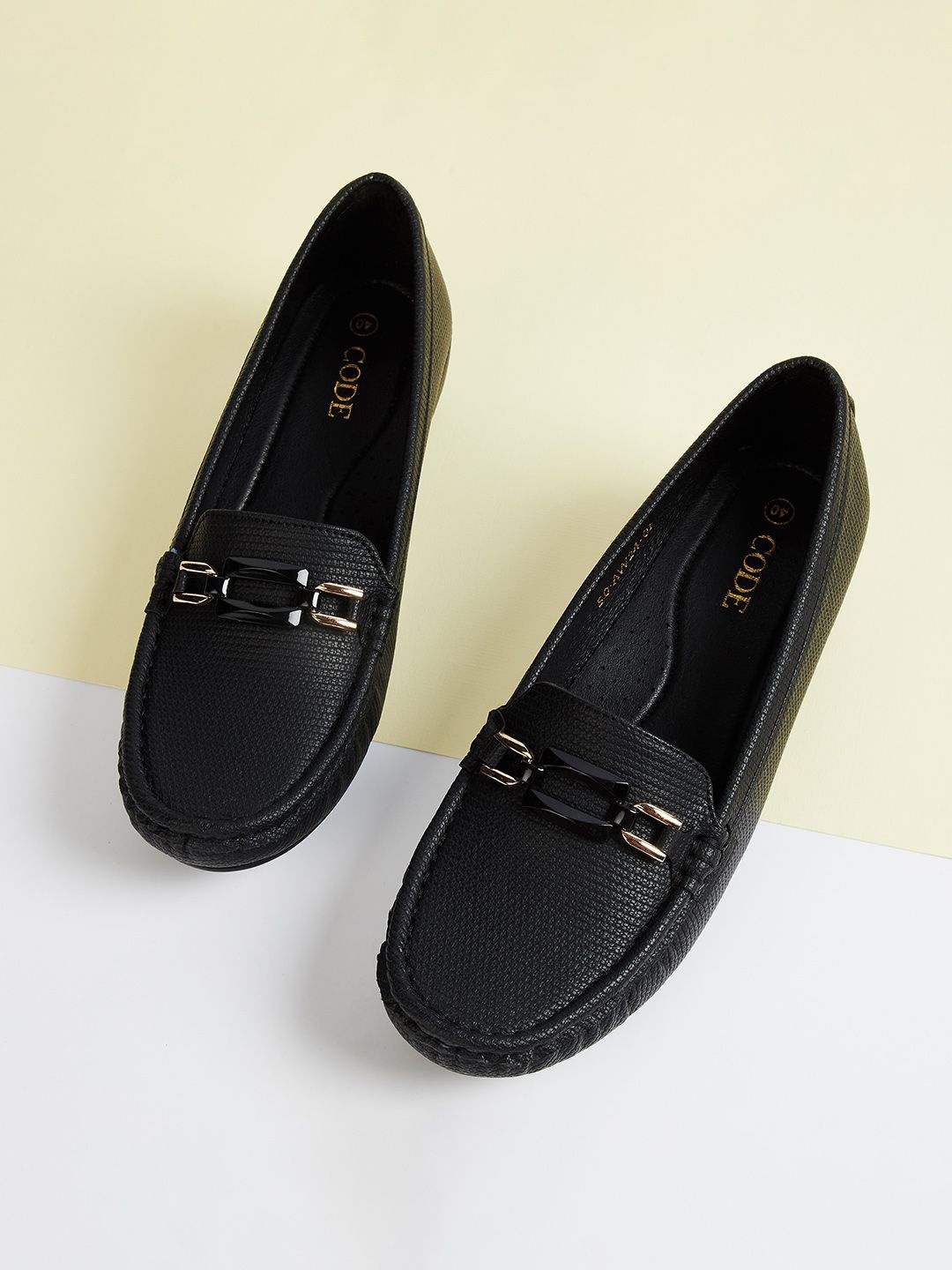 

CODE by Lifestyle Women Solid PU Loafers, Black