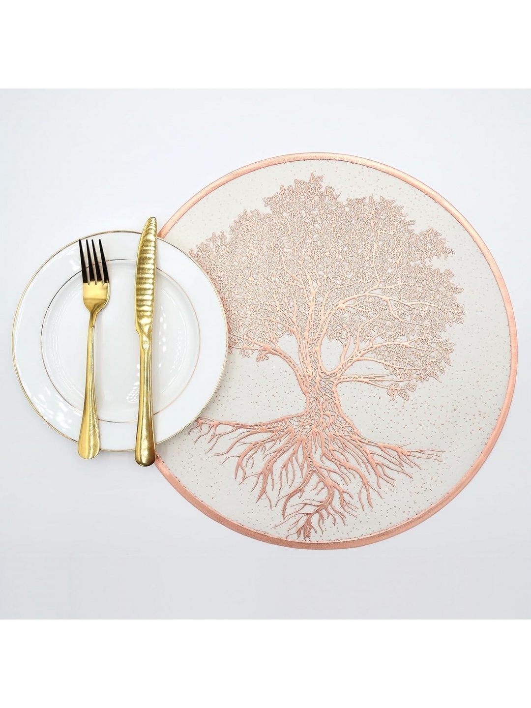 

LooMantha CopperToned and Beige 6 Pcs Floral Printed Table Placemats, Copper