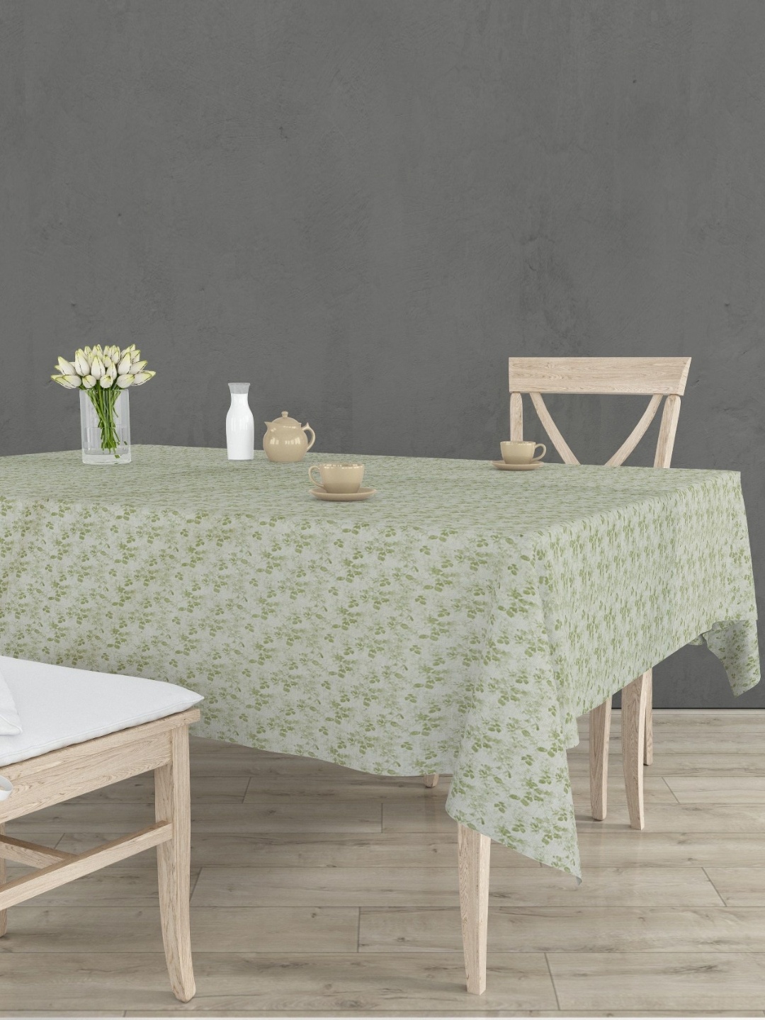

RRC Green & Olive Floral Printed Anti Slip Cotton 6 Seater Table Cover
