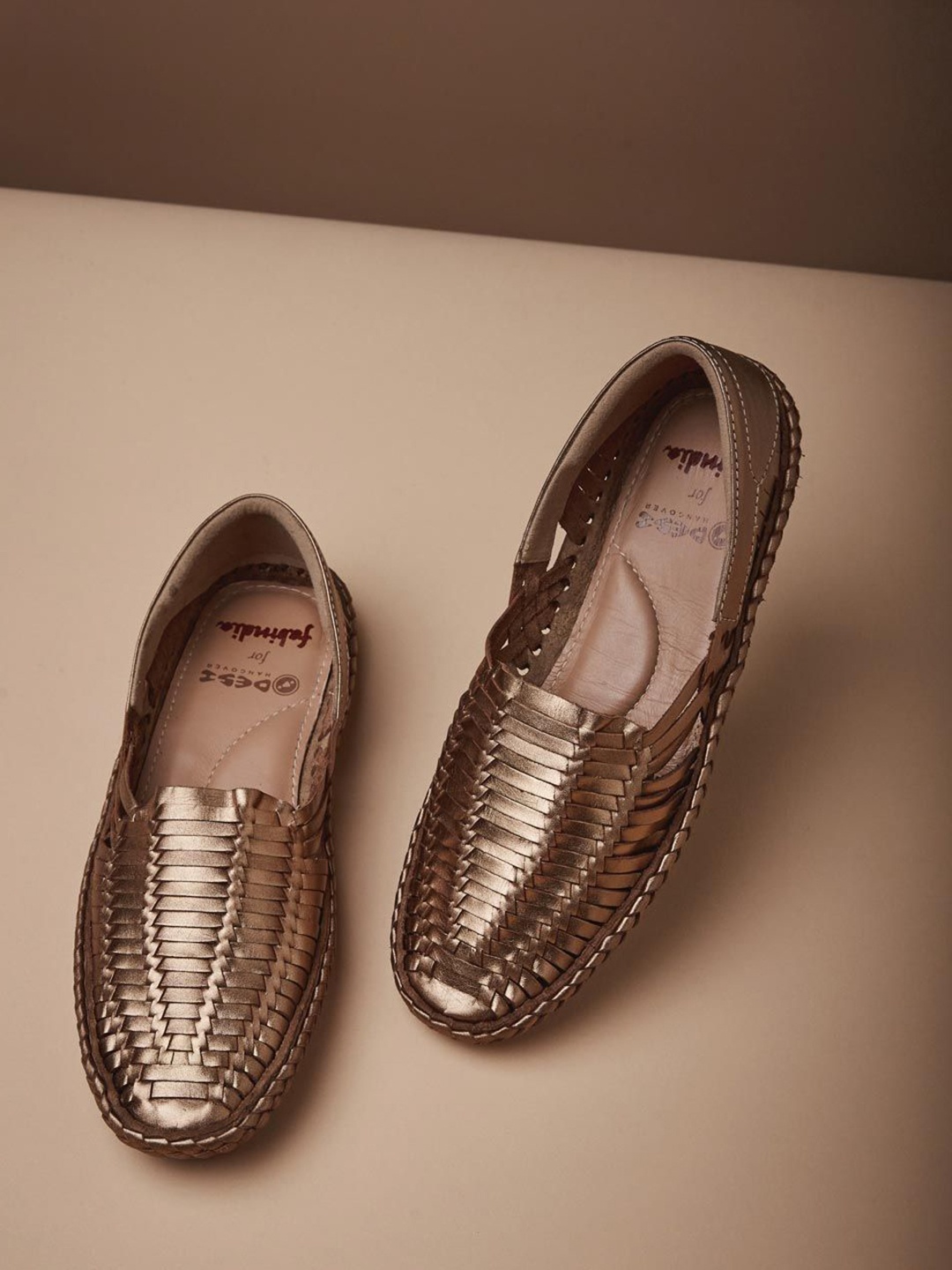 

Fabindia Women Leather Loafers, Gold