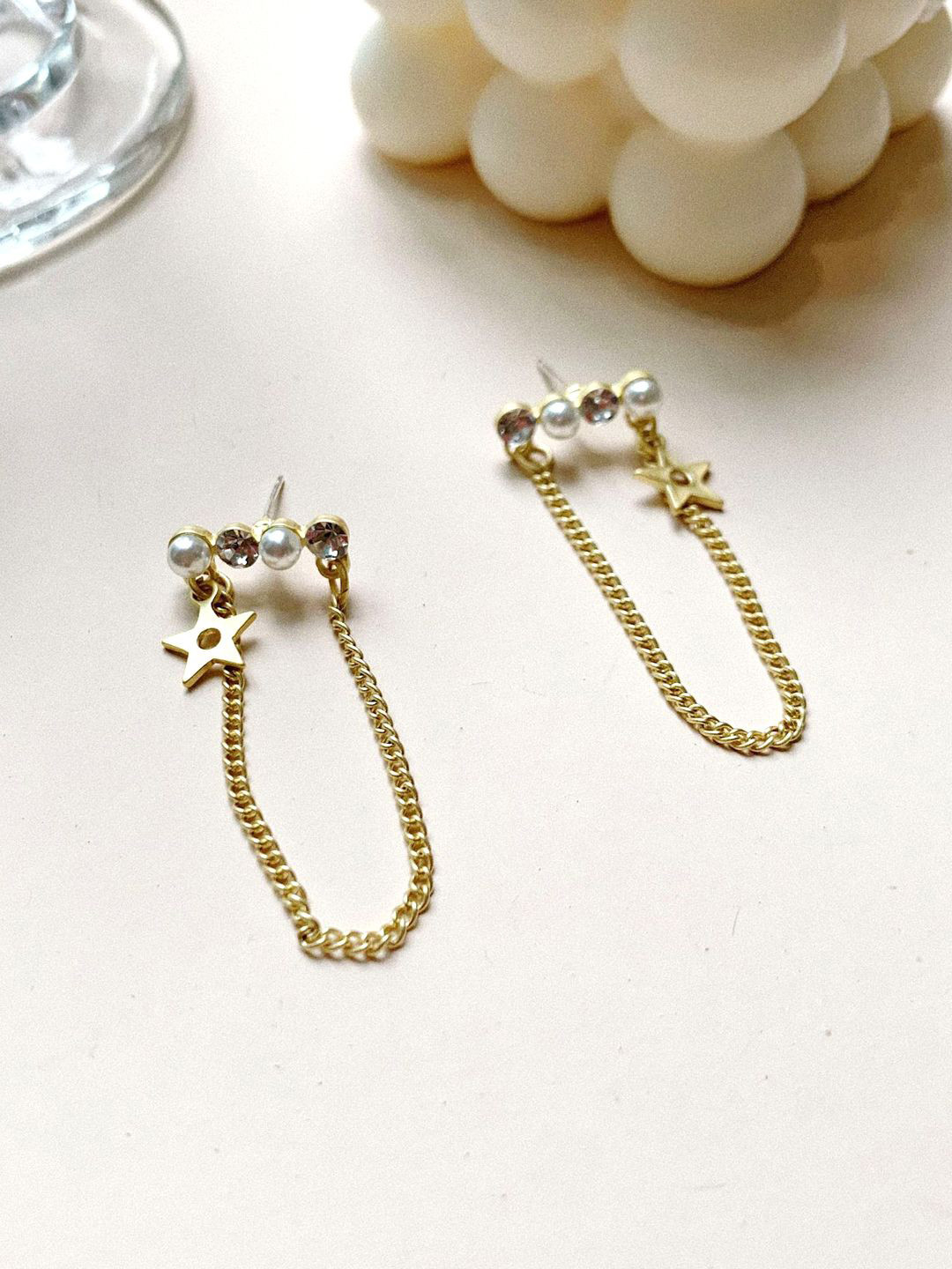 

FIMBUL Gold Plated Artificial Beads Drop Earrings