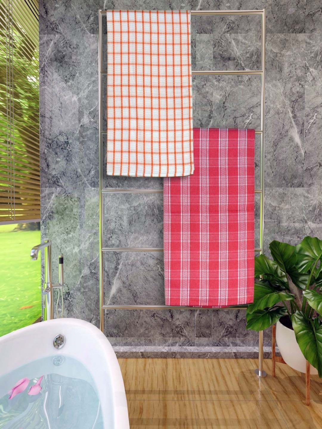 

Aura Red & Orange 2 Pieces Printed Cotton 250 GSM Bath Towel