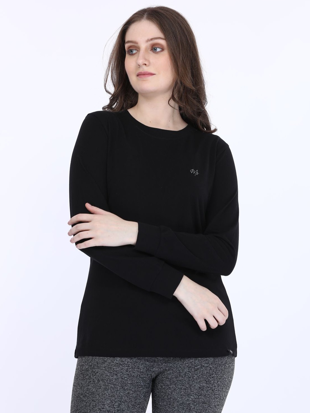 

MAYSIXTY Women Printed Pockets T-shirt, Black
