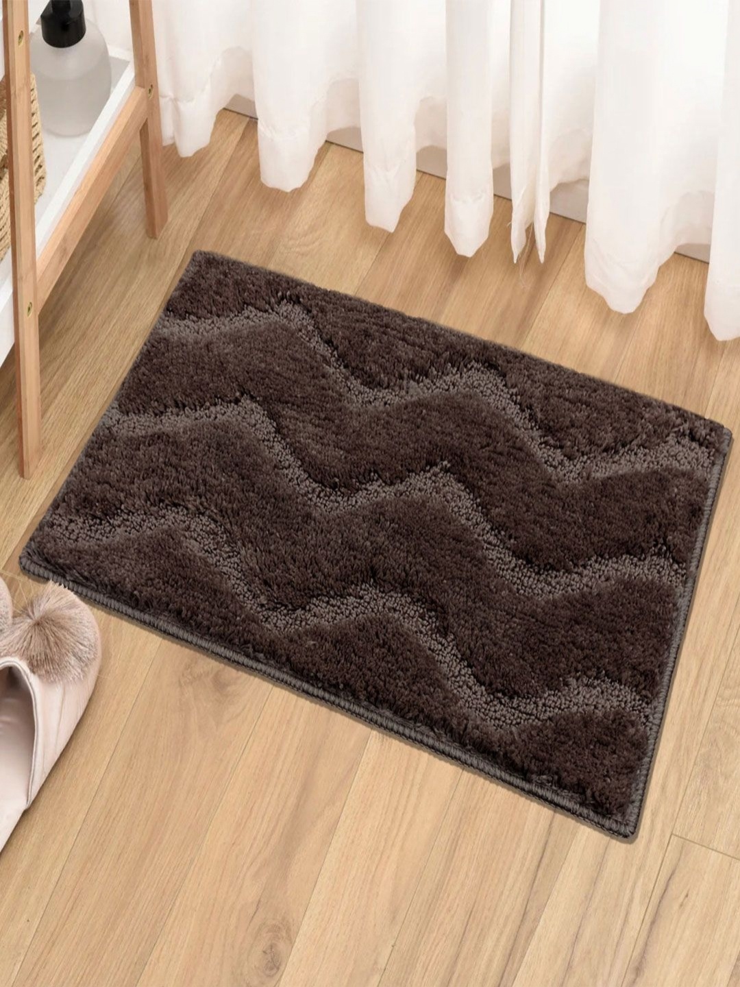 

LUXEHOME INTERNATIONAL Coffee Brown Textured 1800 GSM Bath Rug