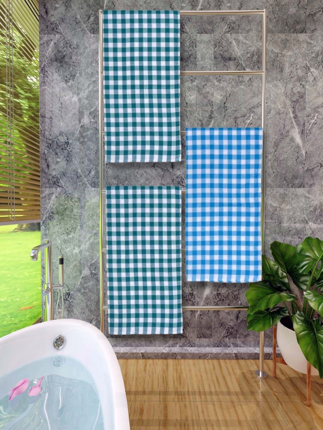 

Aura Blue & White 3 Pieces Printed Cotton 250 GSM Bath Towel