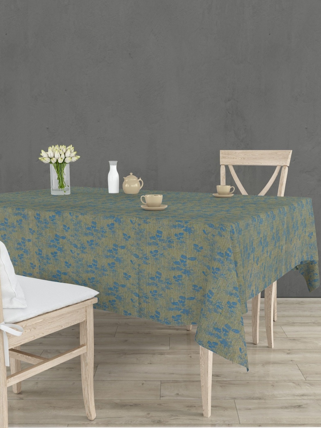 

RRC Green & Blue Floral Printed Anti Slip Cotton 6 Seater Table Cover