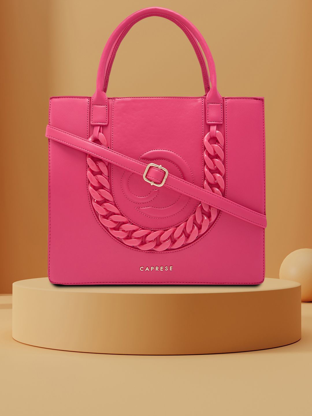 

Caprese Structured Tote Bag with Quilted, Pink