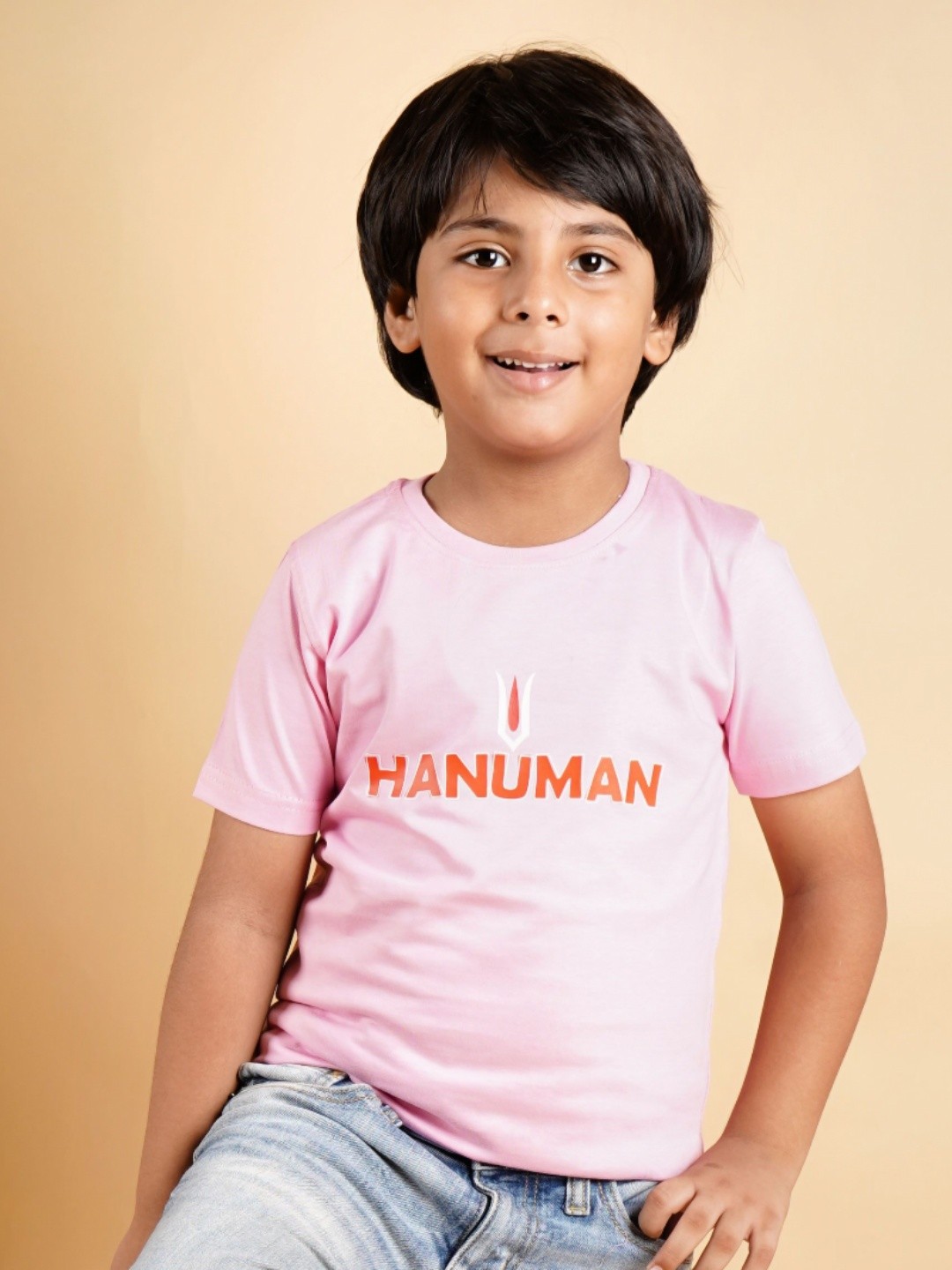 

PRABHUBHAKTI Unisex Kids Bio Finish Typography Printed Round Neck Cotton T-Shirt, Pink