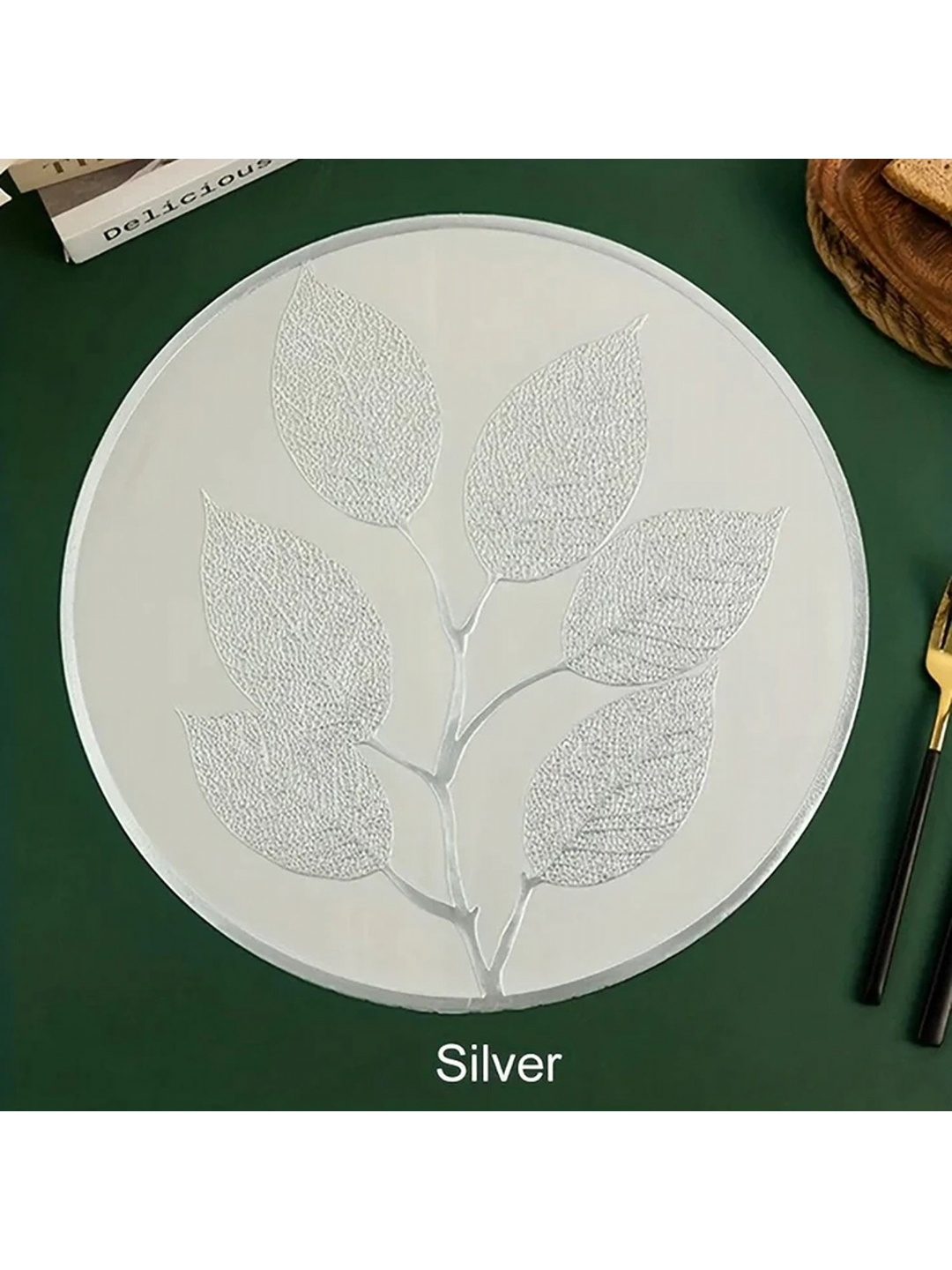

LooMantha White and SilverToned Floral Printed Table Placemat