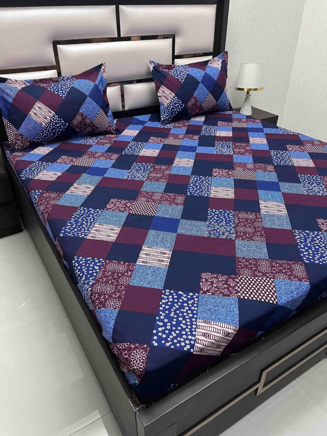 

Pure Decor Queen Size Double Bed Bedsheet With 2 Pillow Covers 90in X 100in,228cm X 254cms, Blue