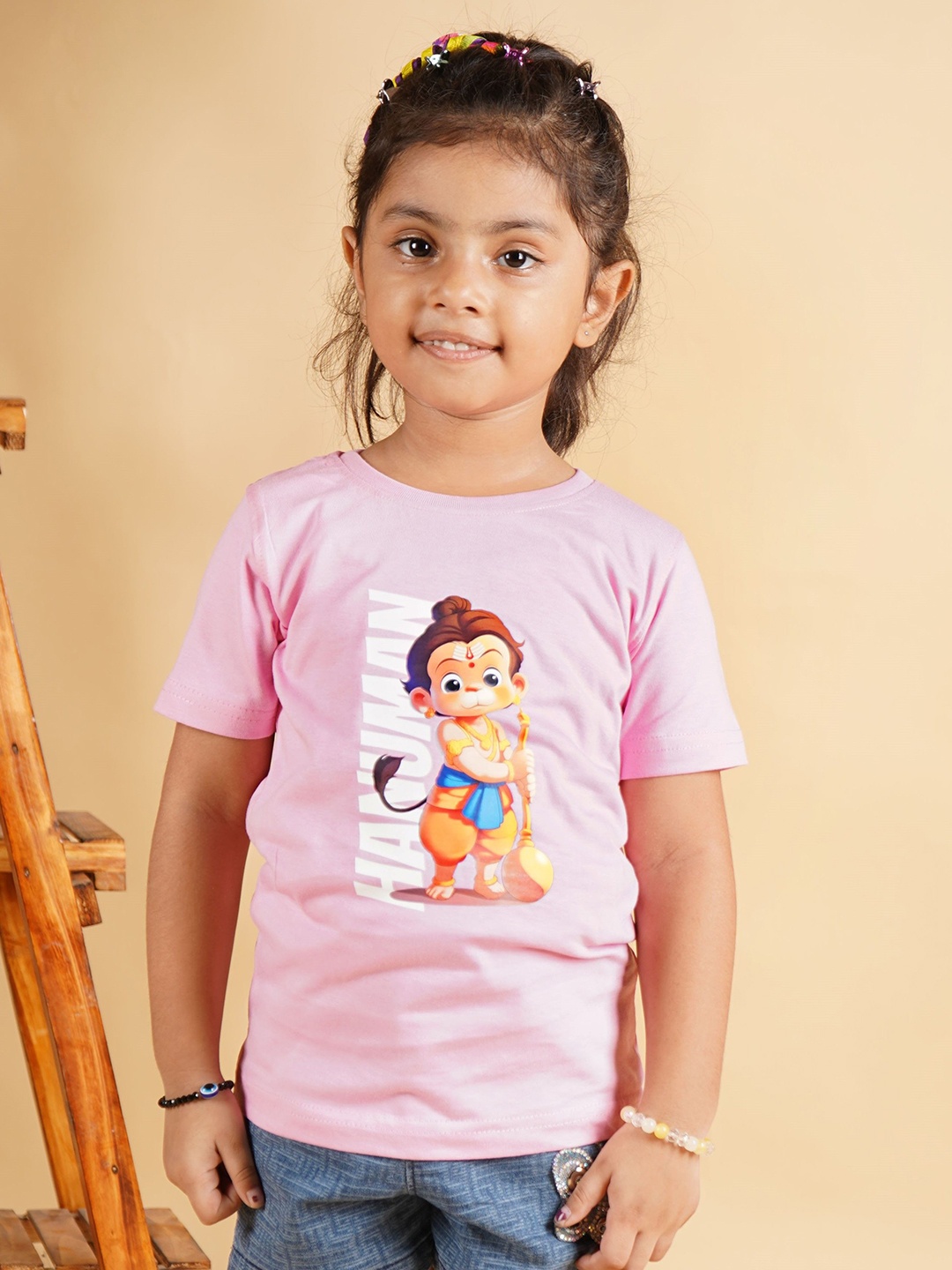 

PRABHUBHAKTI Unisex Kids Bio Finish Graphic Printed Round Neck Cotton T-Shirt, Pink