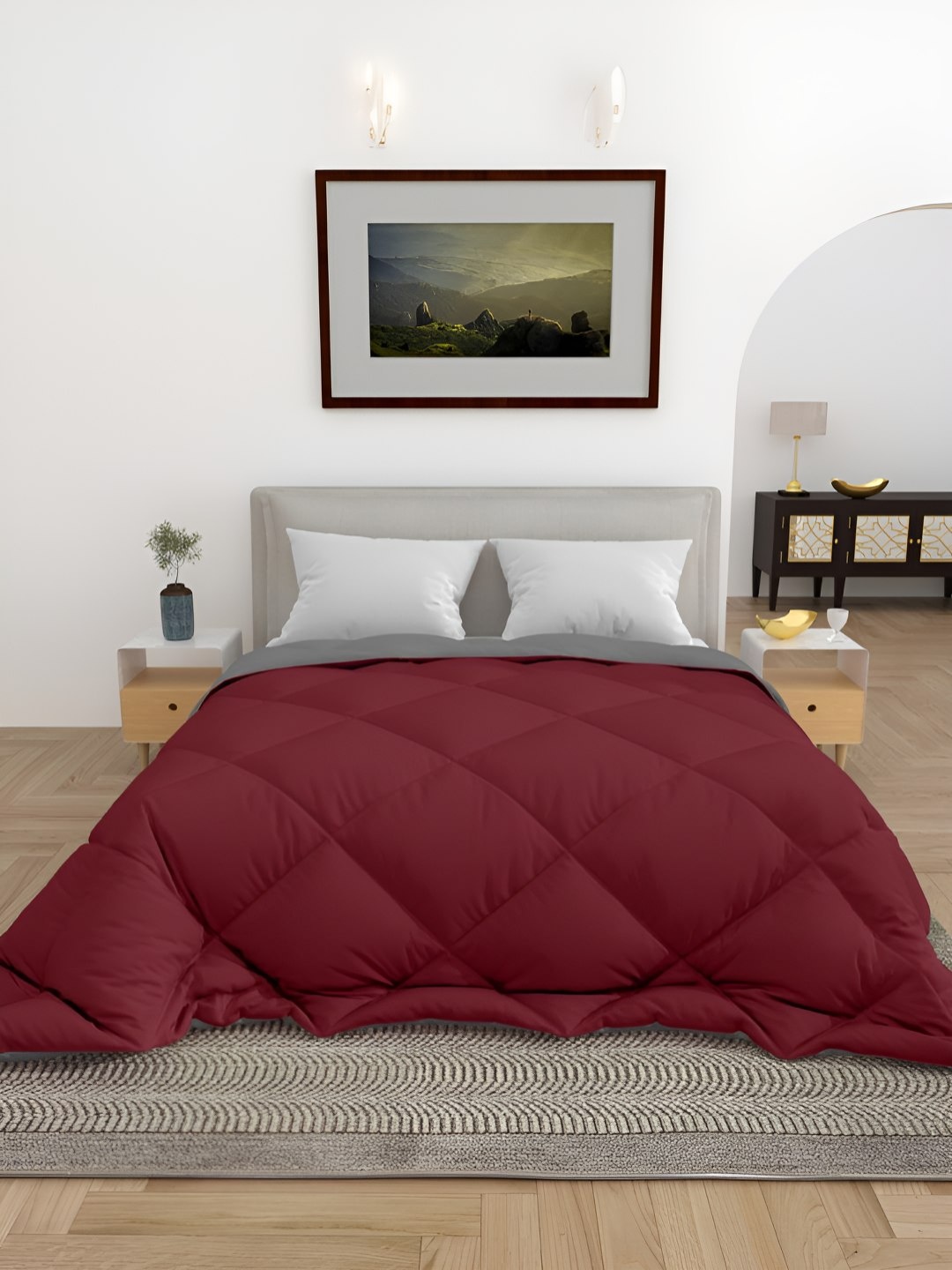 

tundwal's Maroon & Grey Heavy Winter Double Bed Comforter