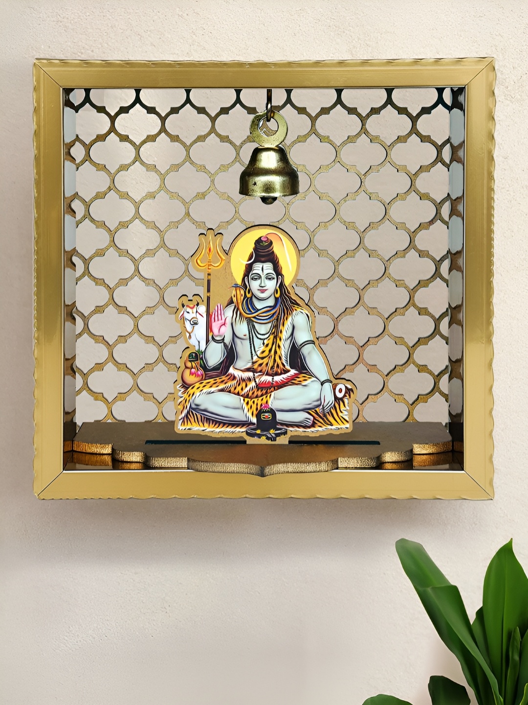 

Art Street Shiv Ji Mandir Wall Hanging, Gold