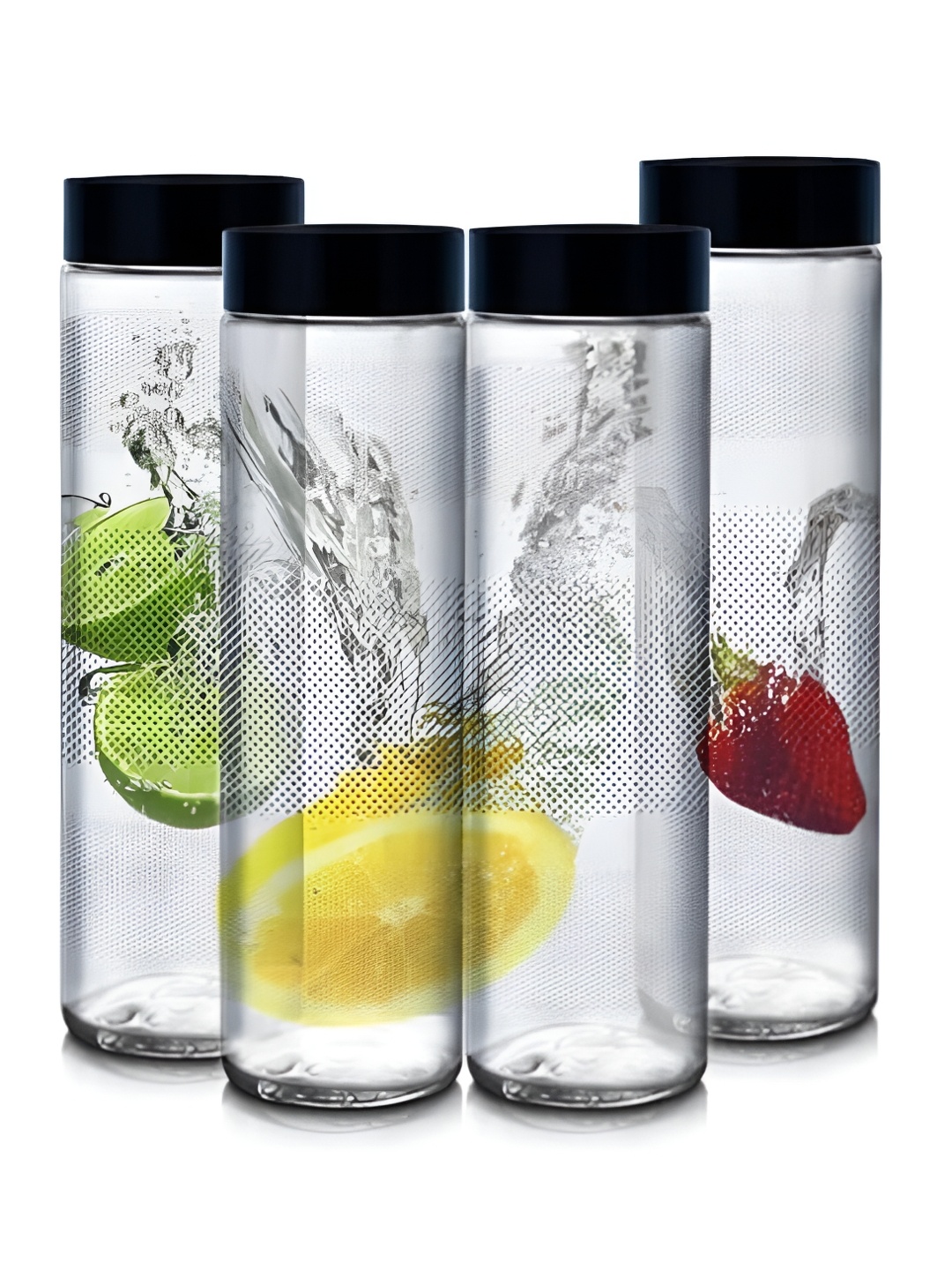 

CROCO JAR Transparent Set of 4 Glass Solid Water Bottle